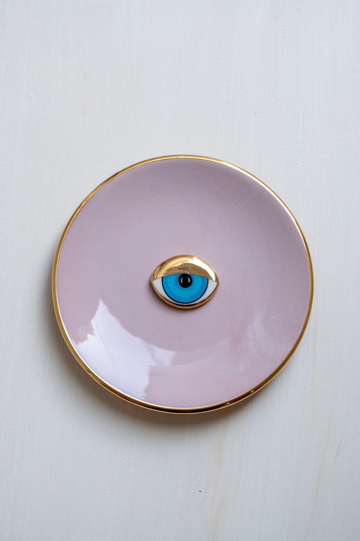 Large Ceramic Evil Eye Decorative Plate - Rose