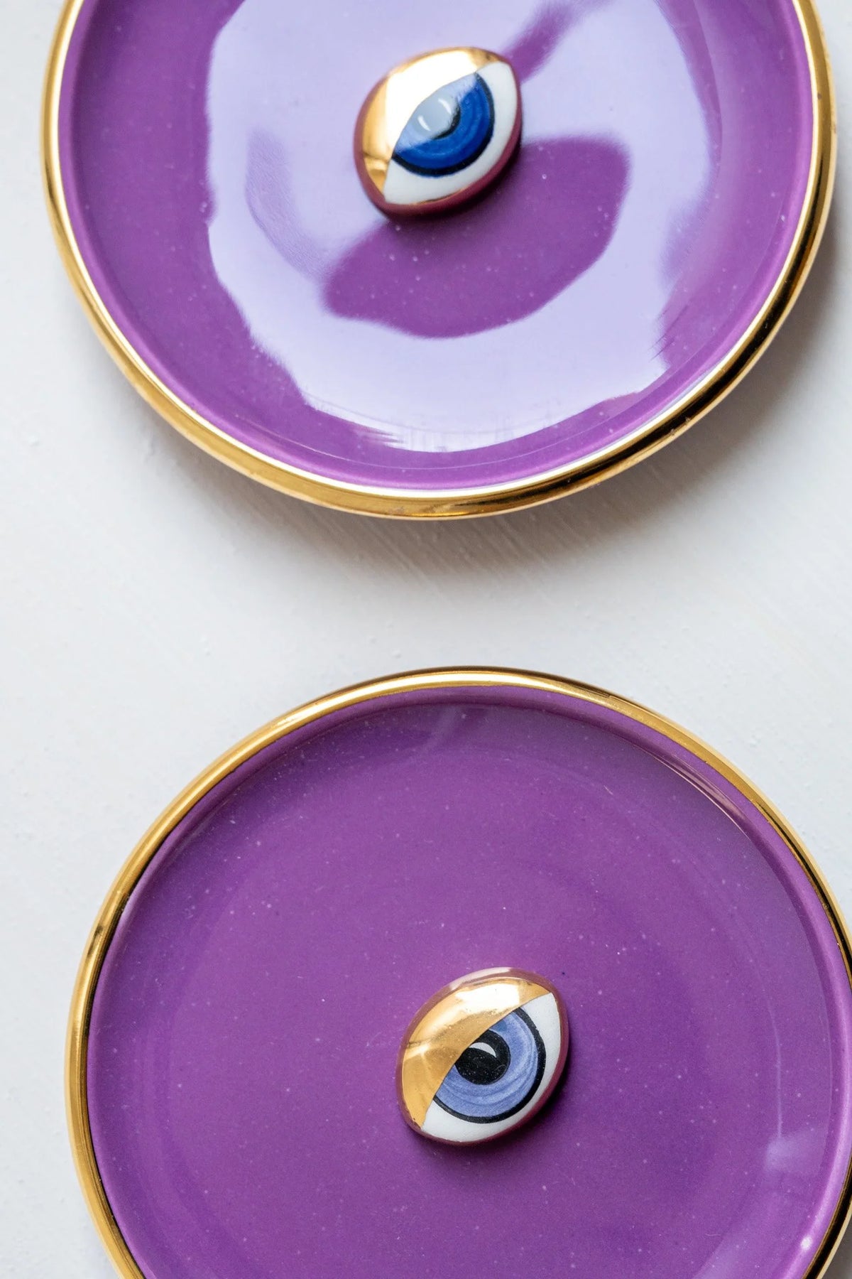Small Ceramic Evil Eye Decorative Plate - Purple