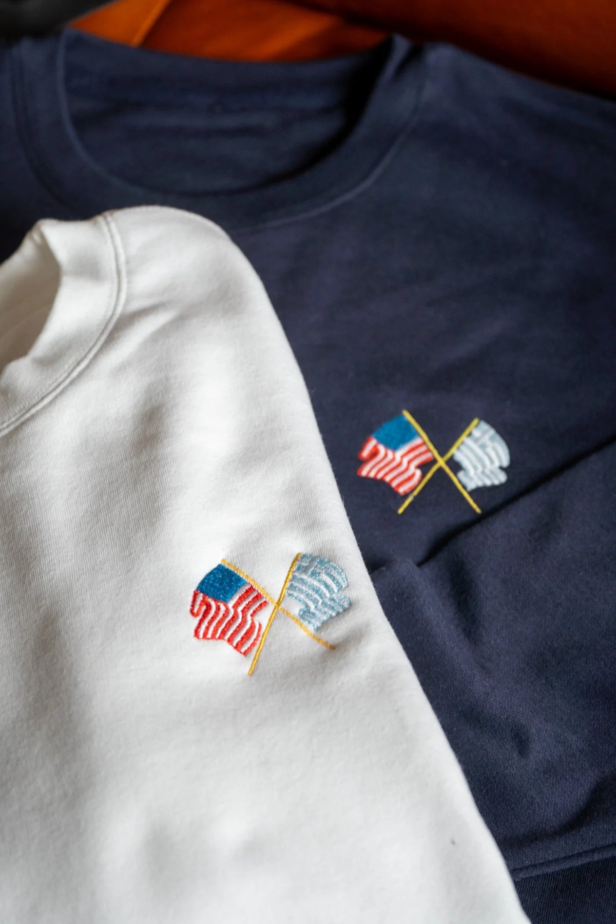 Embroidered Greek and American Flag Sweatshirt