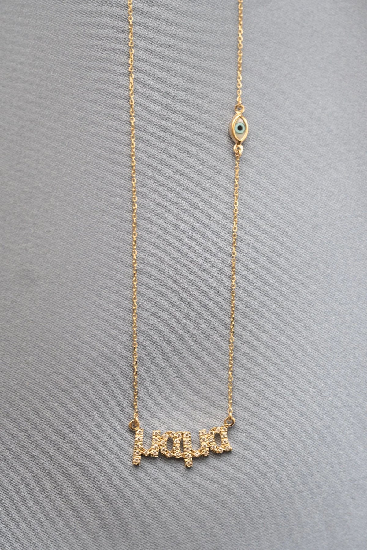 Diamond Mama Necklace with Evil Eye