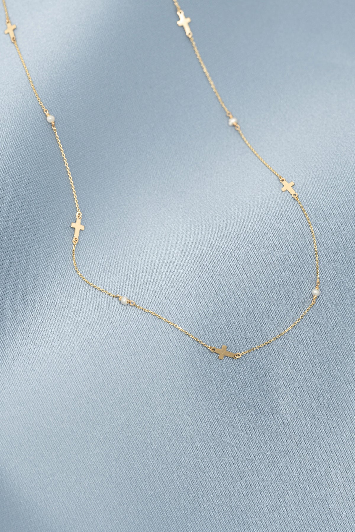 Cross + Pearl Necklace
