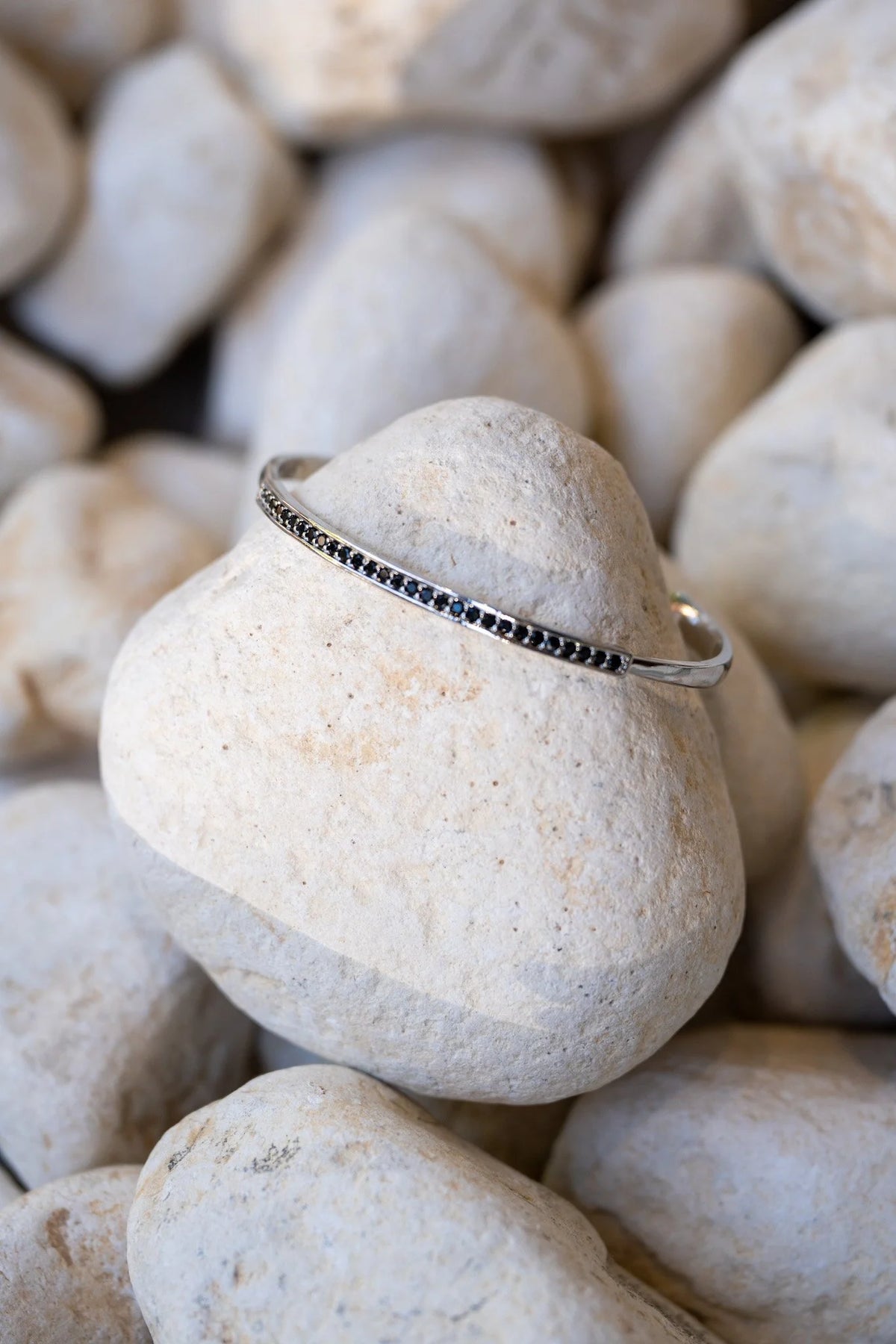 Black Stone Cuff Bracelet
