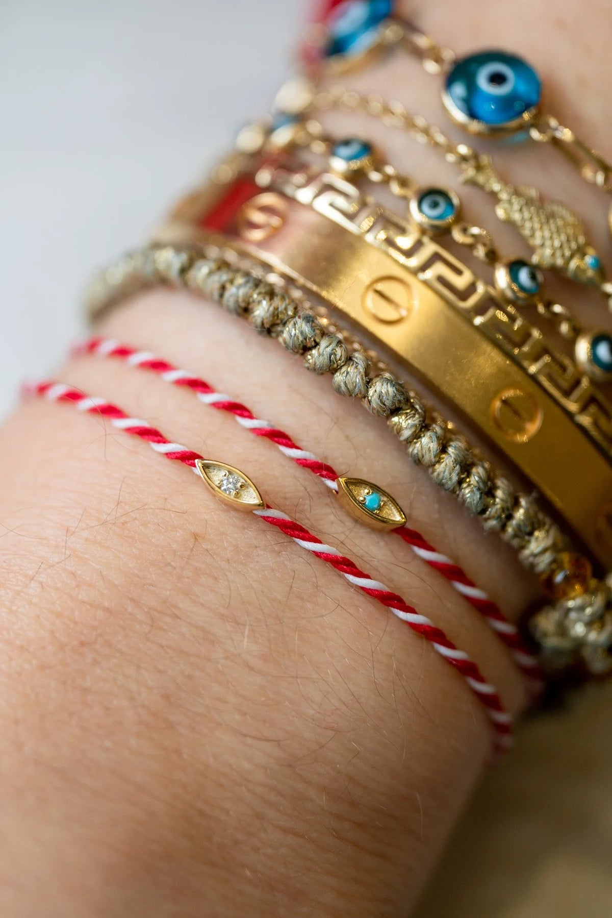 Solid Gold Evil Eye March Bracelet