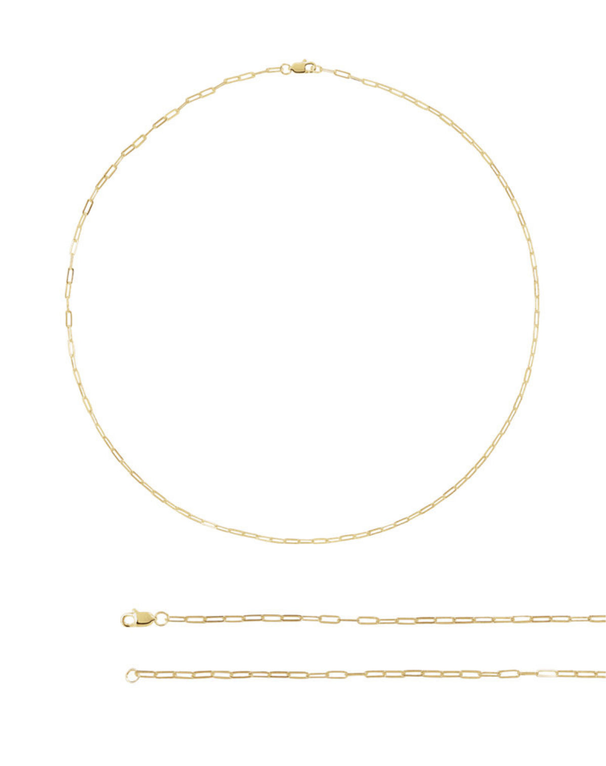Flat Link Chain + Blue Bead