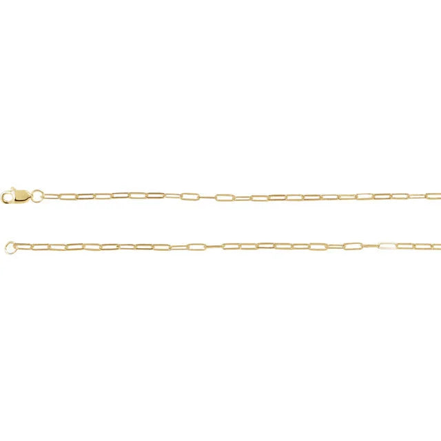 Flat Link Chain + Blue Bead