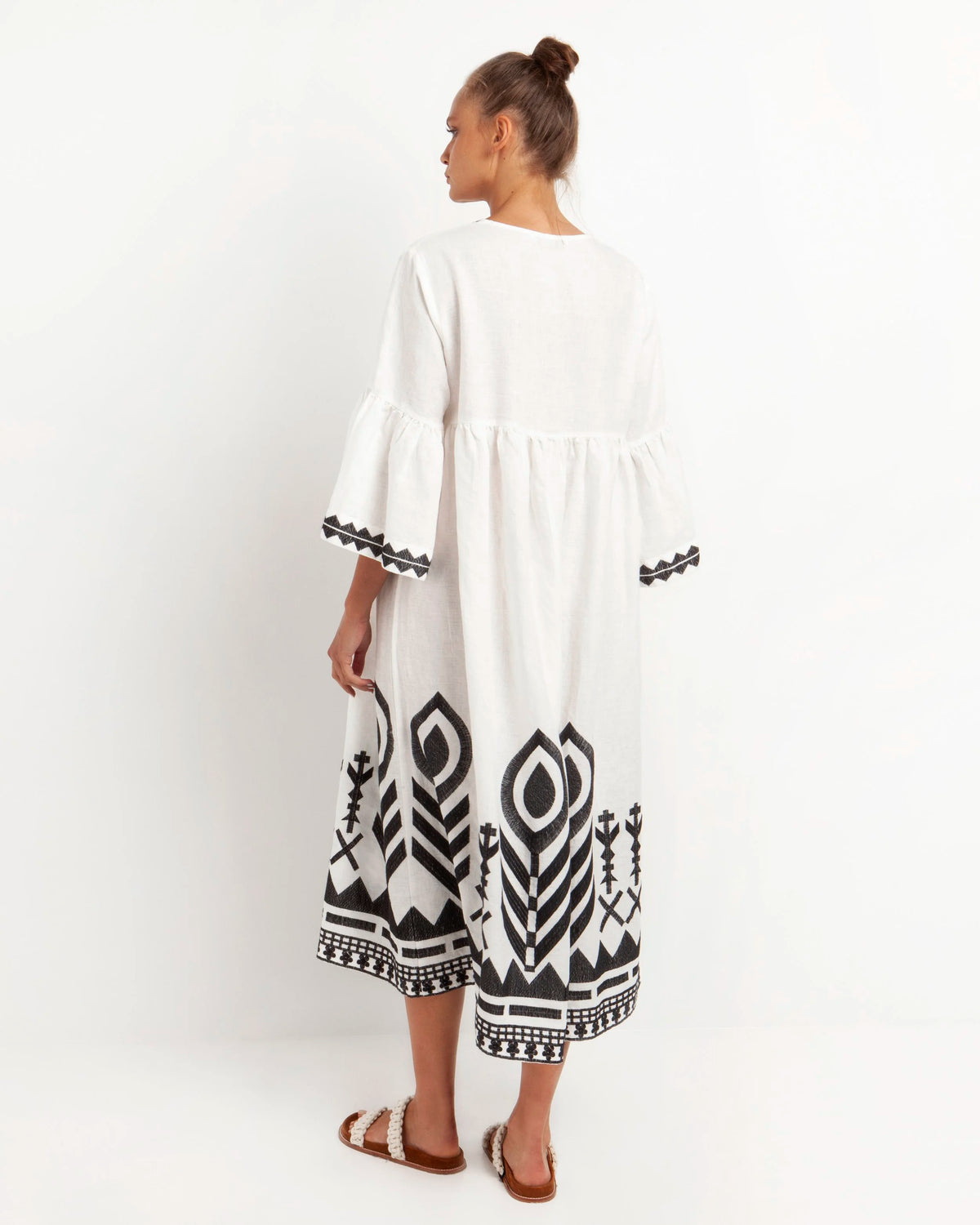 Long Linen Delta Feather Dress - 2 Colors