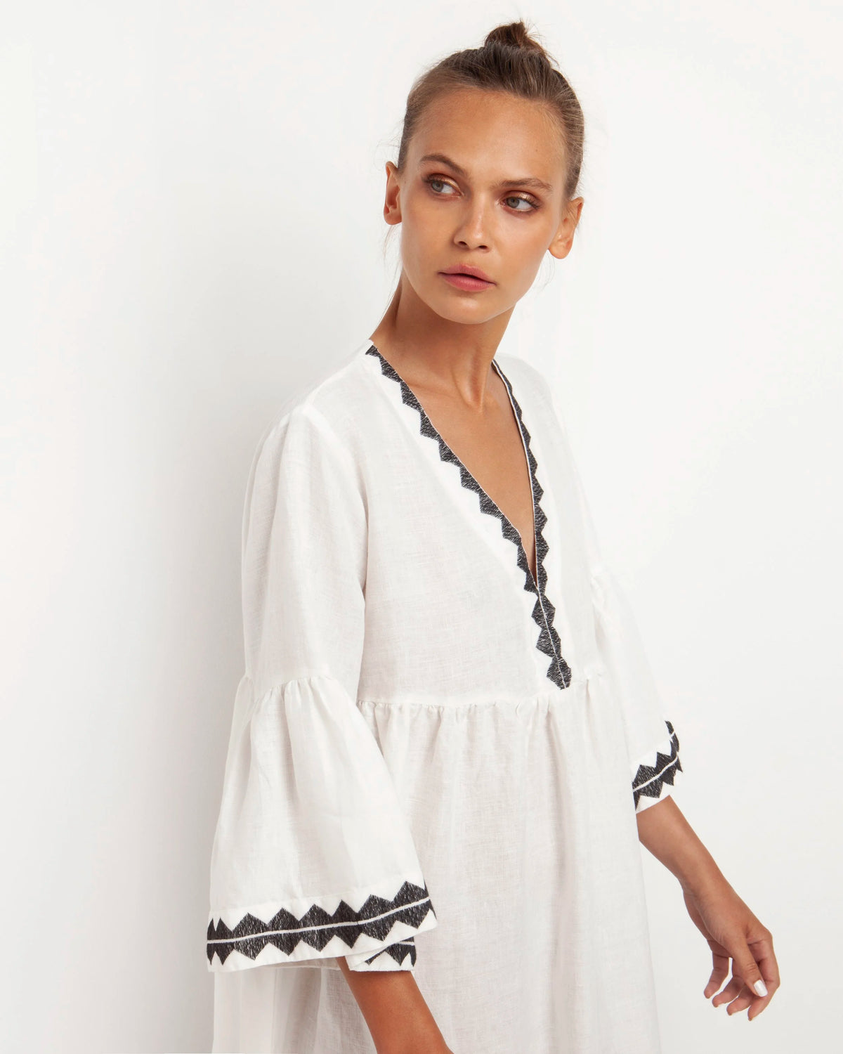 Long Linen Delta Feather Dress - 2 Colors