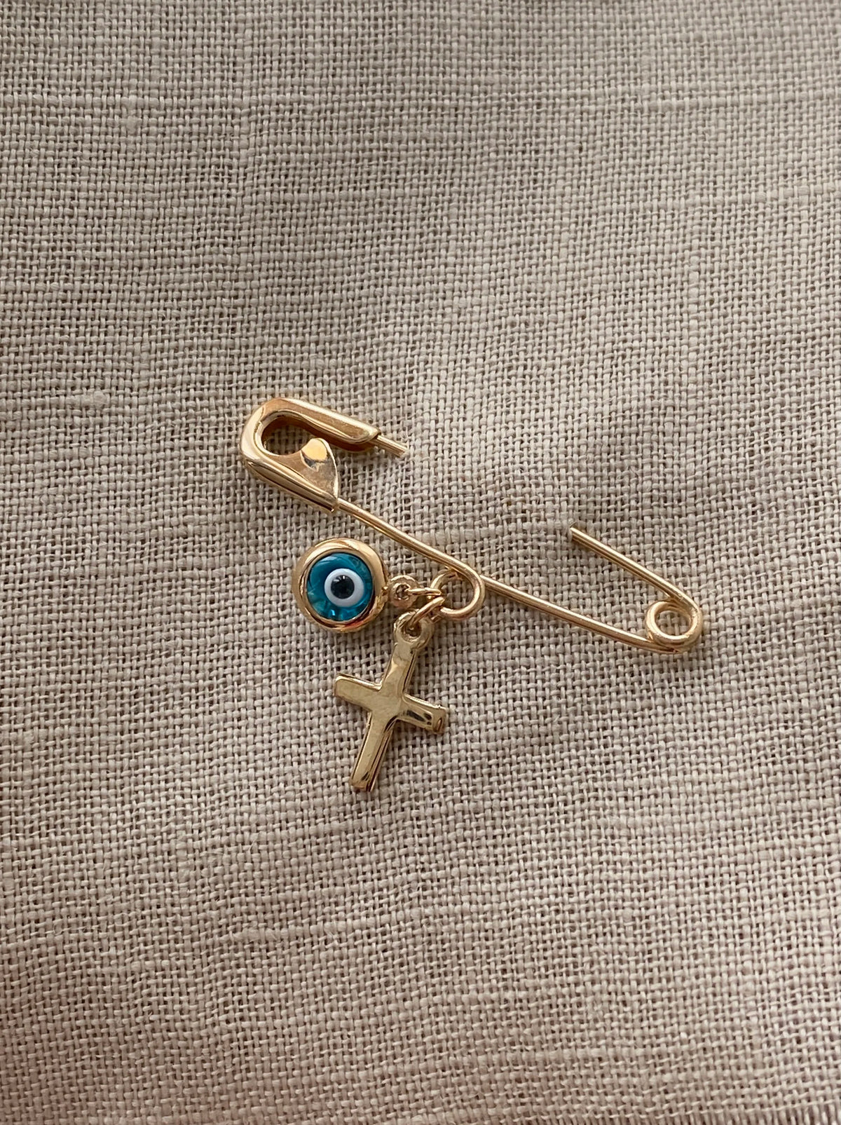 Evil Eye + Cross Baby Pin