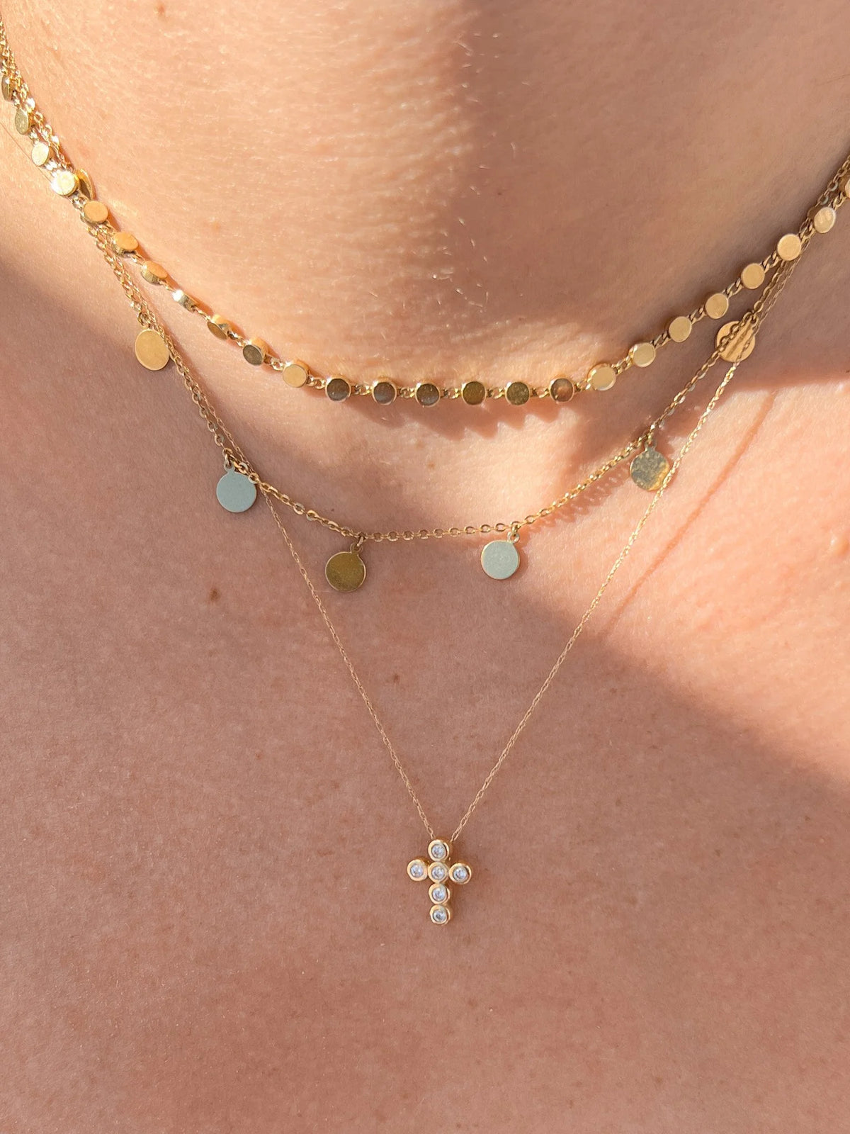 Diamond Bezel Cross Necklace