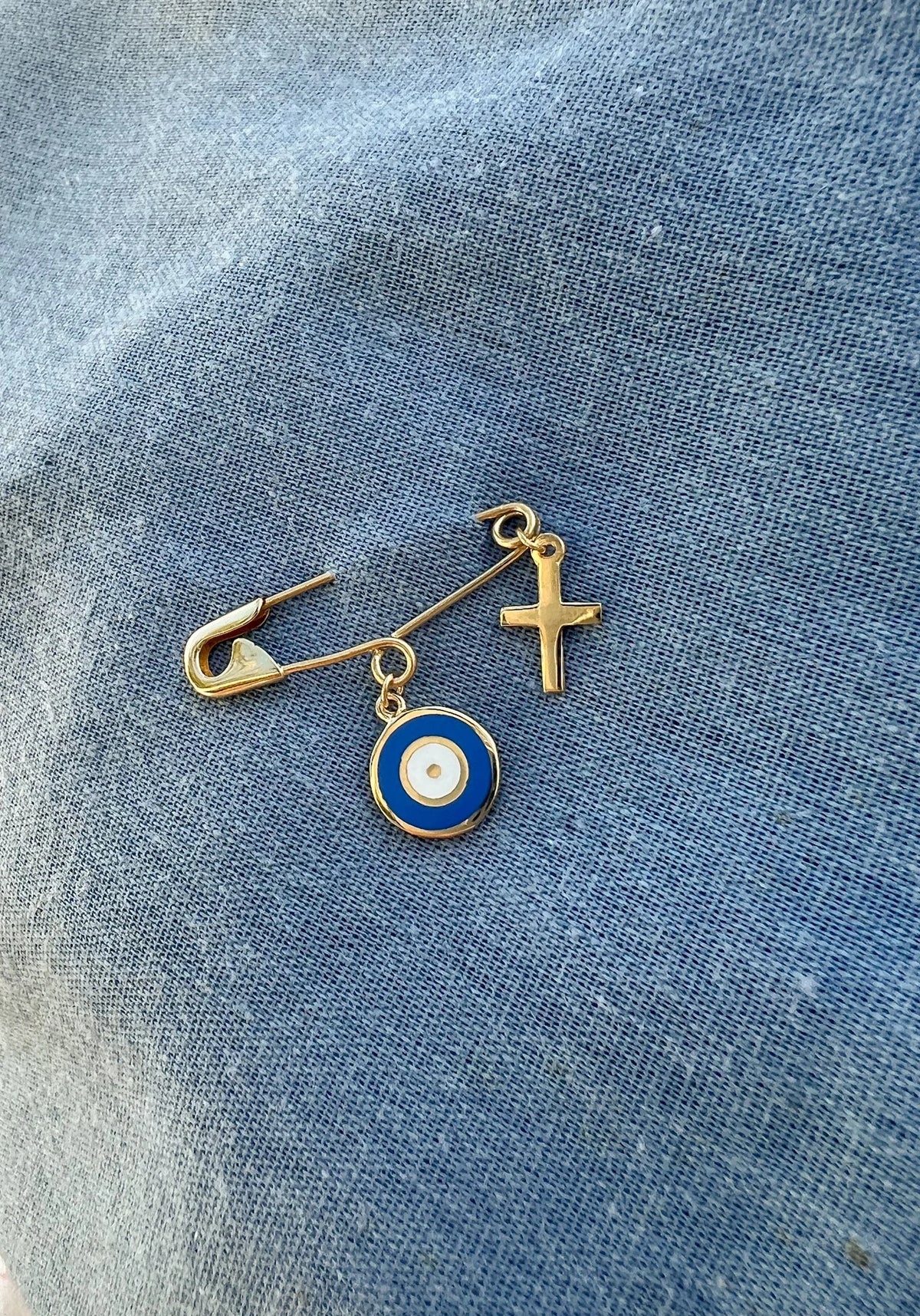 Blue Enamel Evil Eye Pin