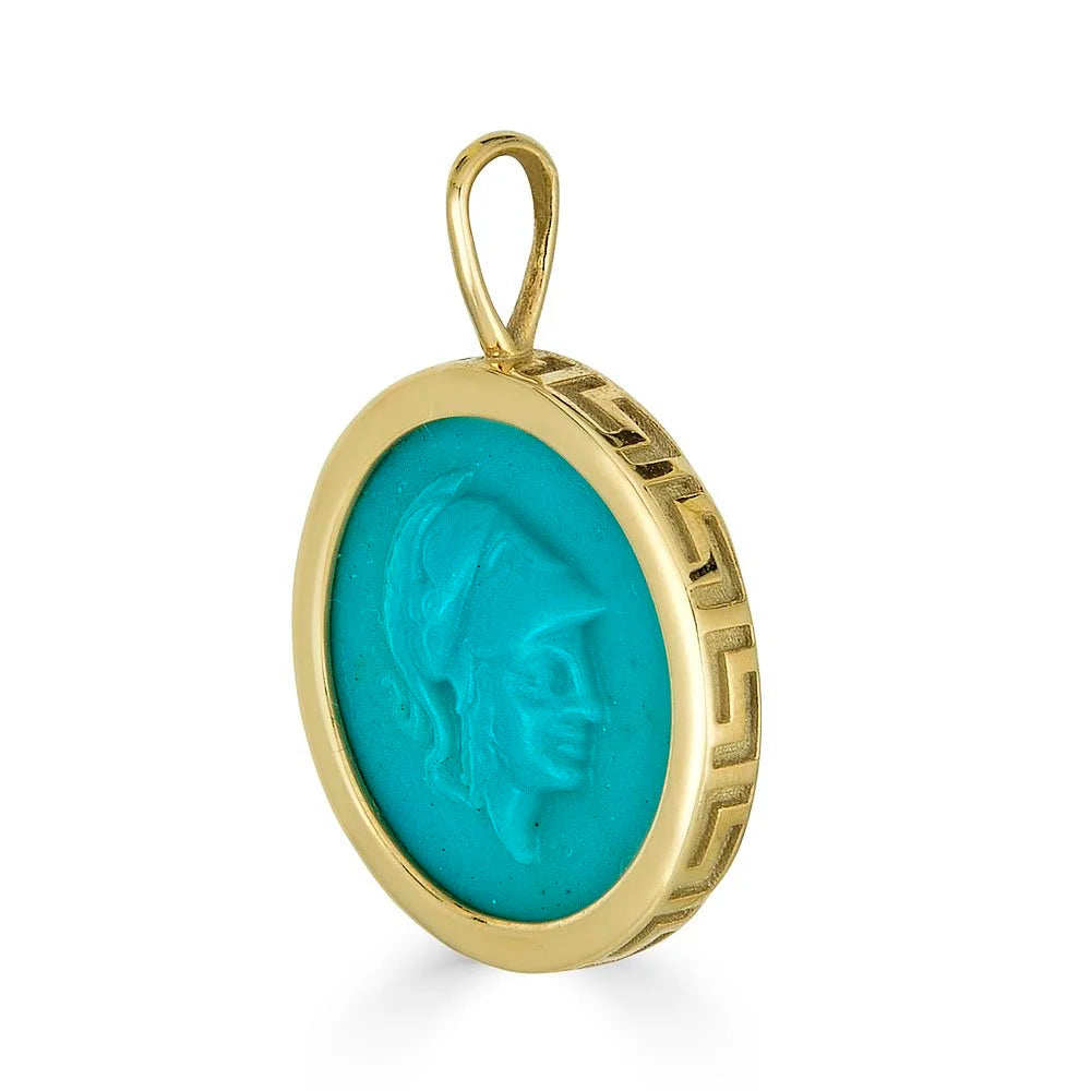 Meandros Athena Coin Charm - Gem Silica