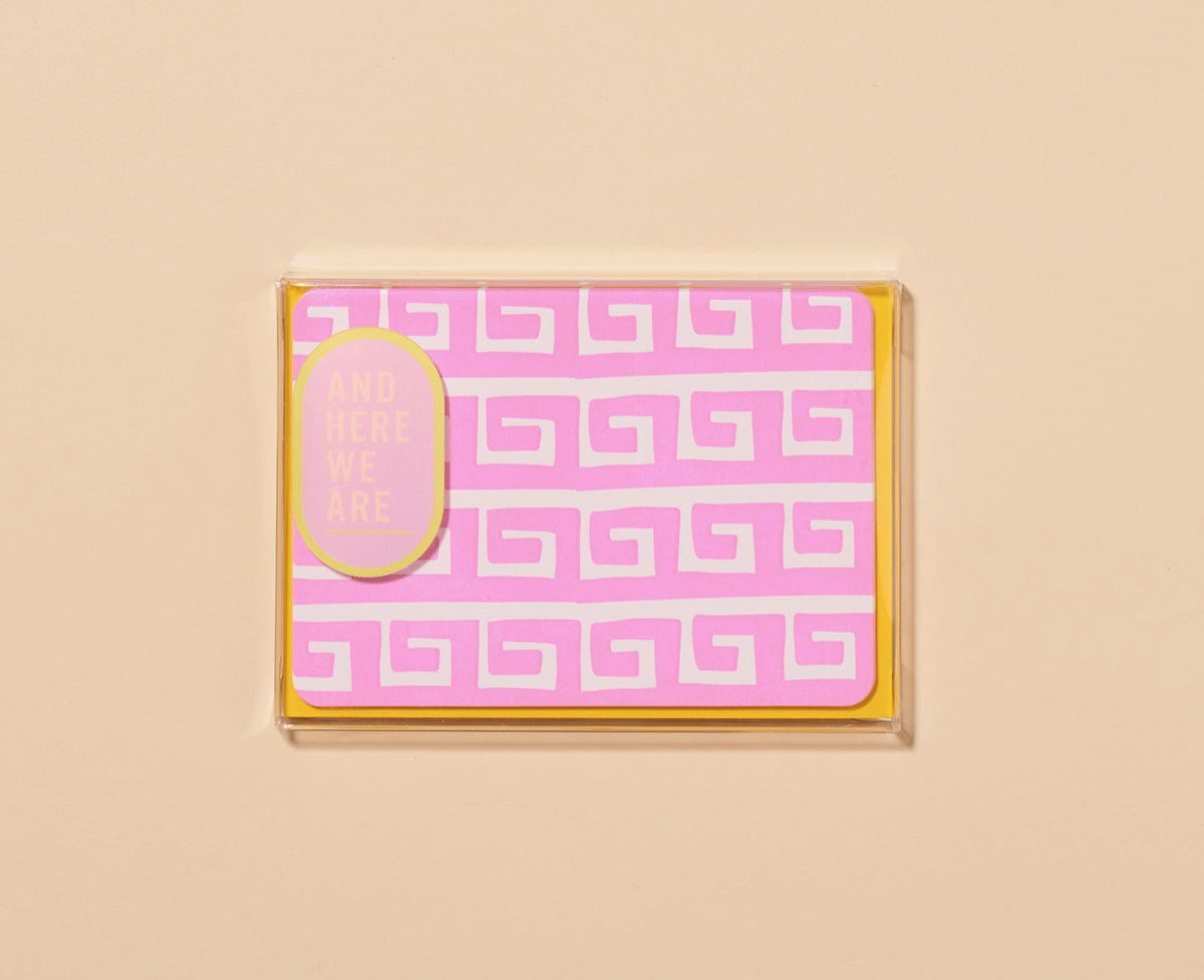 Greek Key Pink Meandros Notecards - Set of 8