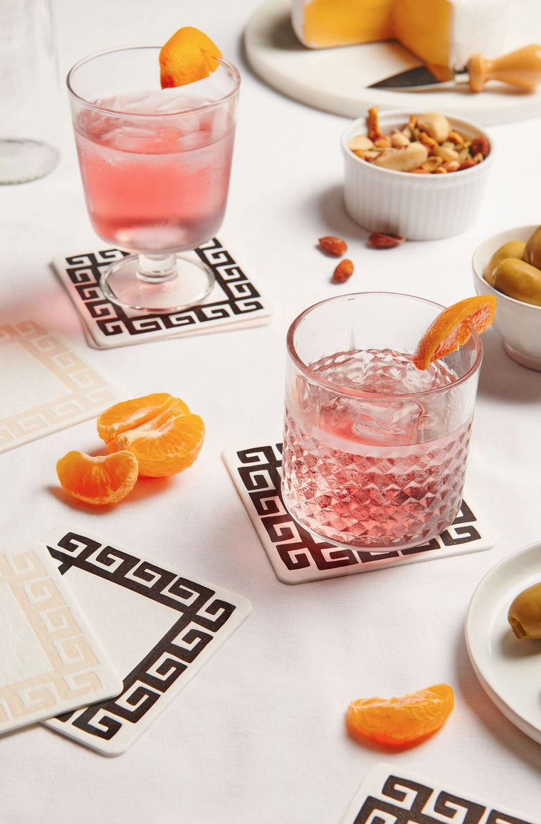 Meandros Greek Key Letterpress Coaster Set