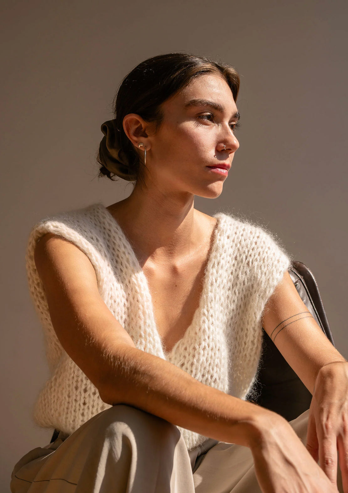 Mohair Wrap Vest in Cloud