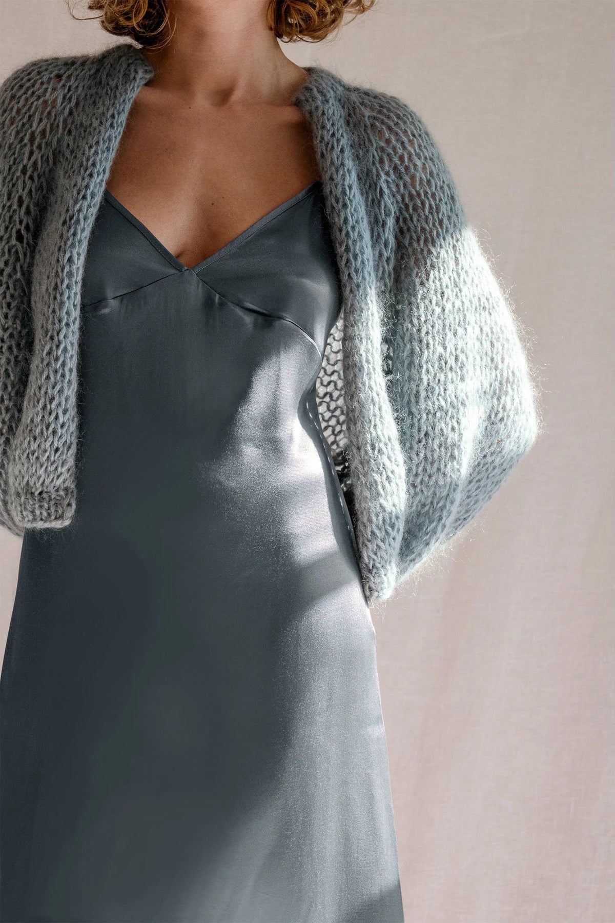 Airy Mohair Bomber in Ozone