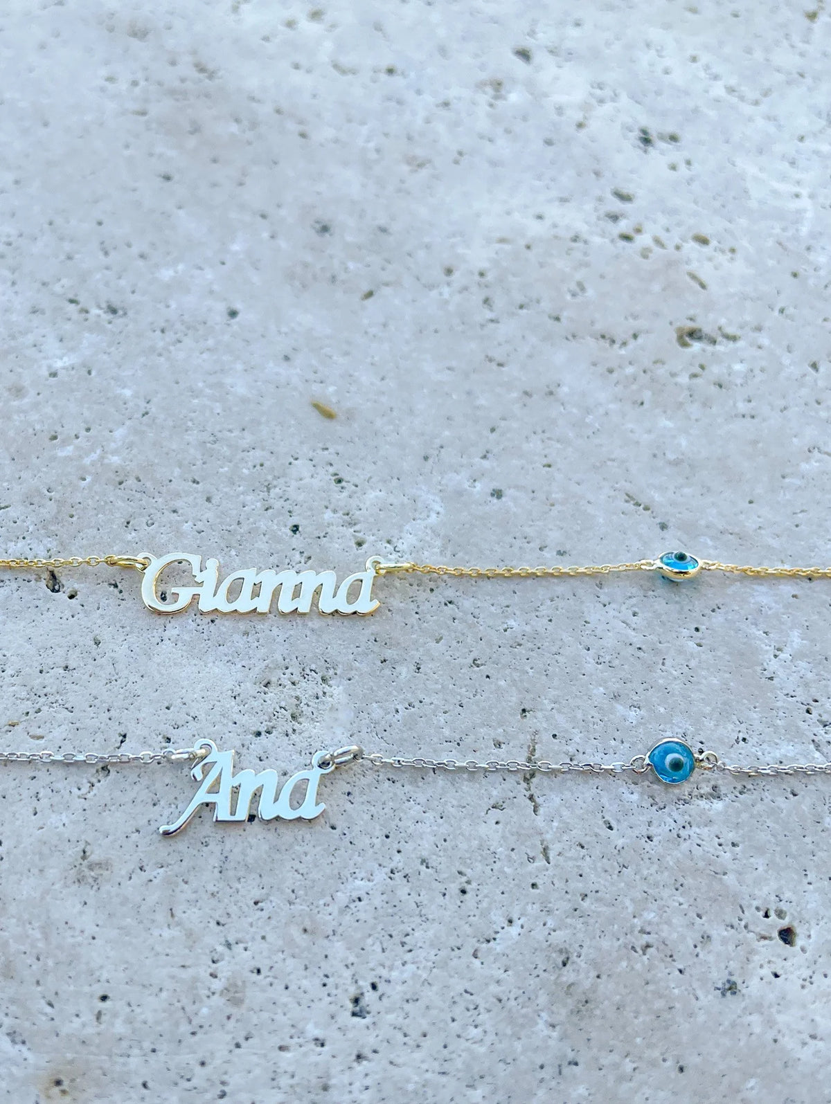 Evil Eye Nameplate Necklace - Latin Alphabet