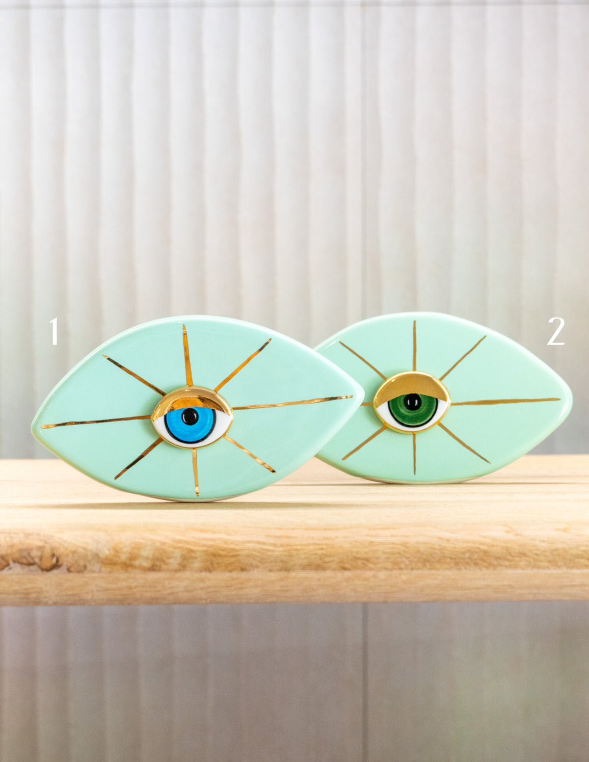 Standing Ceramic Evil Eye - Mint