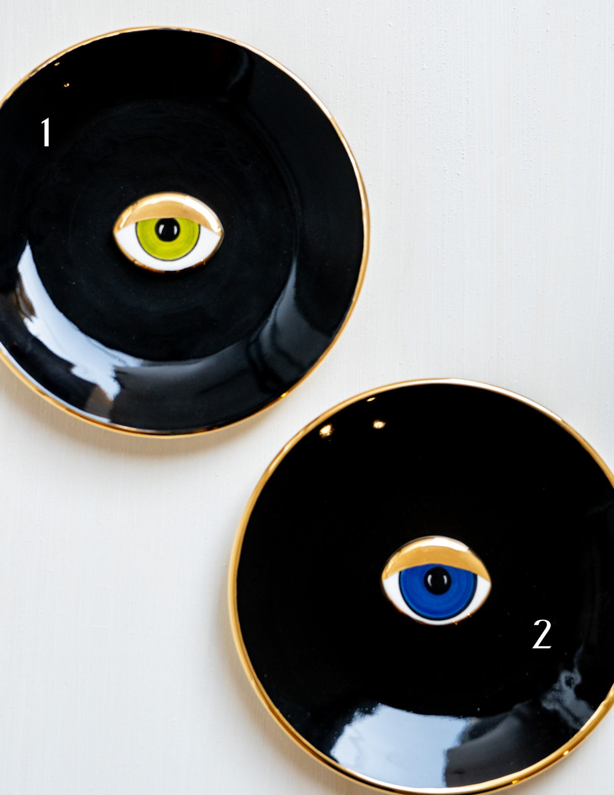 Large Ceramic Evil Eye Decorative Plate - Black