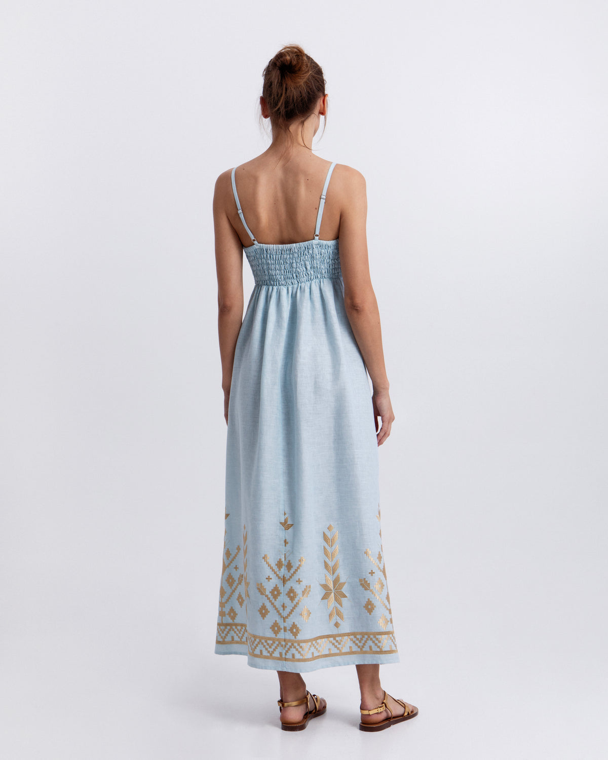 Linen Embroidered Ios Dress