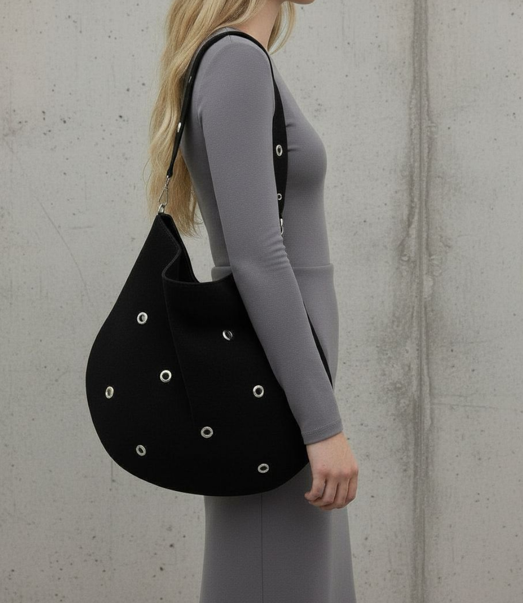 Anna Suede Rivet Hobo Bag