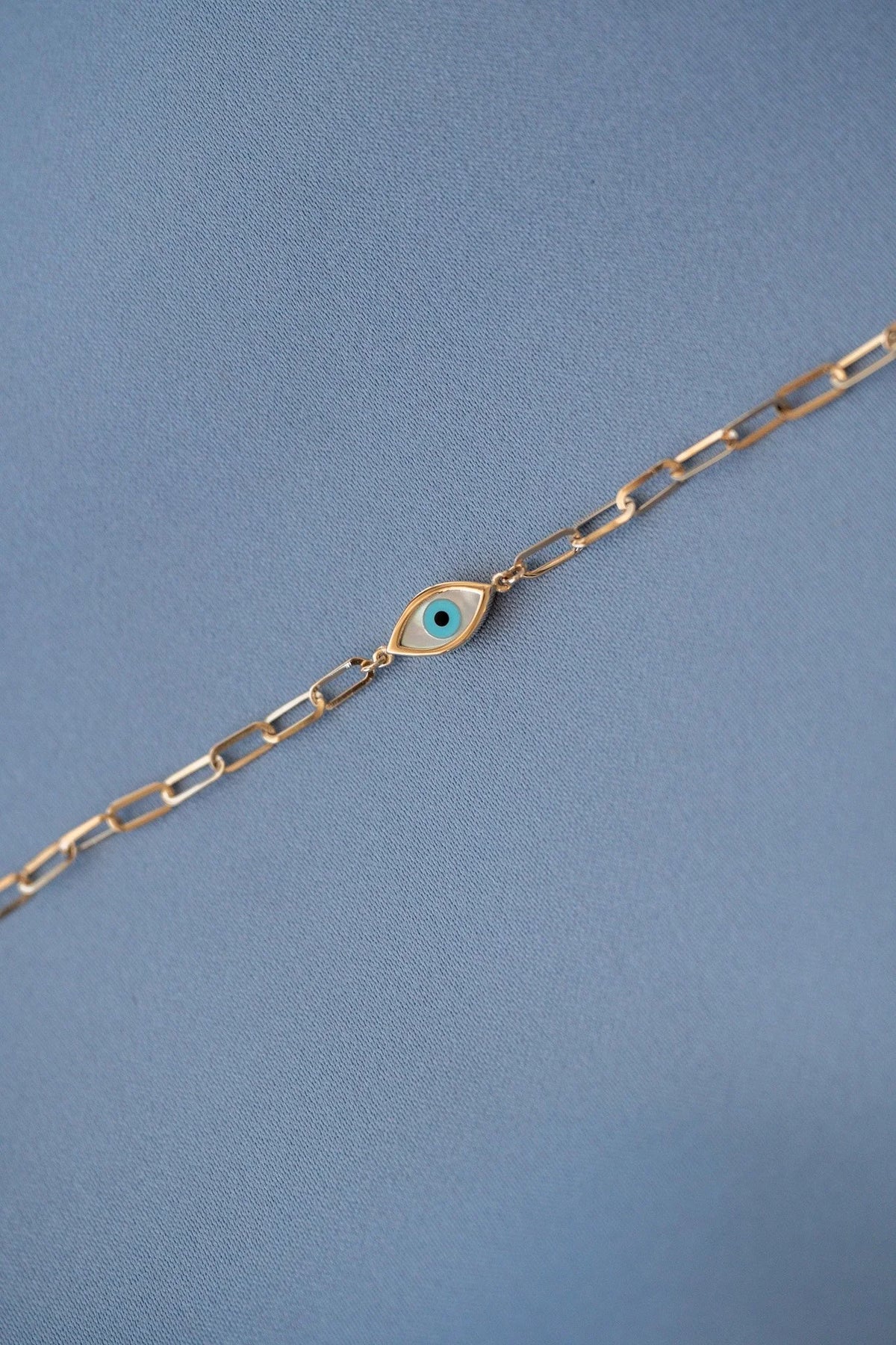 Evil Eye Bracelet - Paperclip Chain