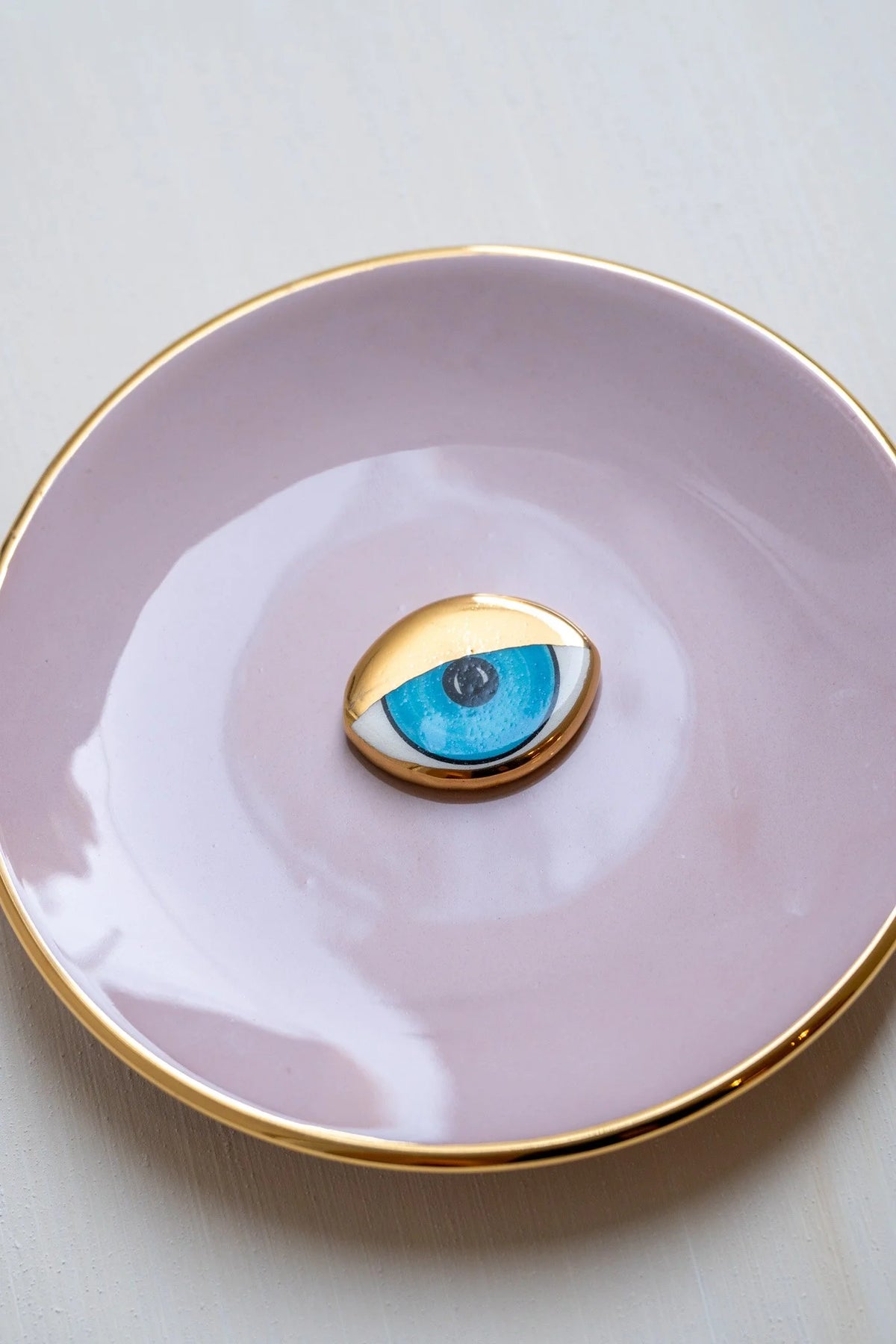 Large Ceramic Evil Eye Decorative Plate - Rose