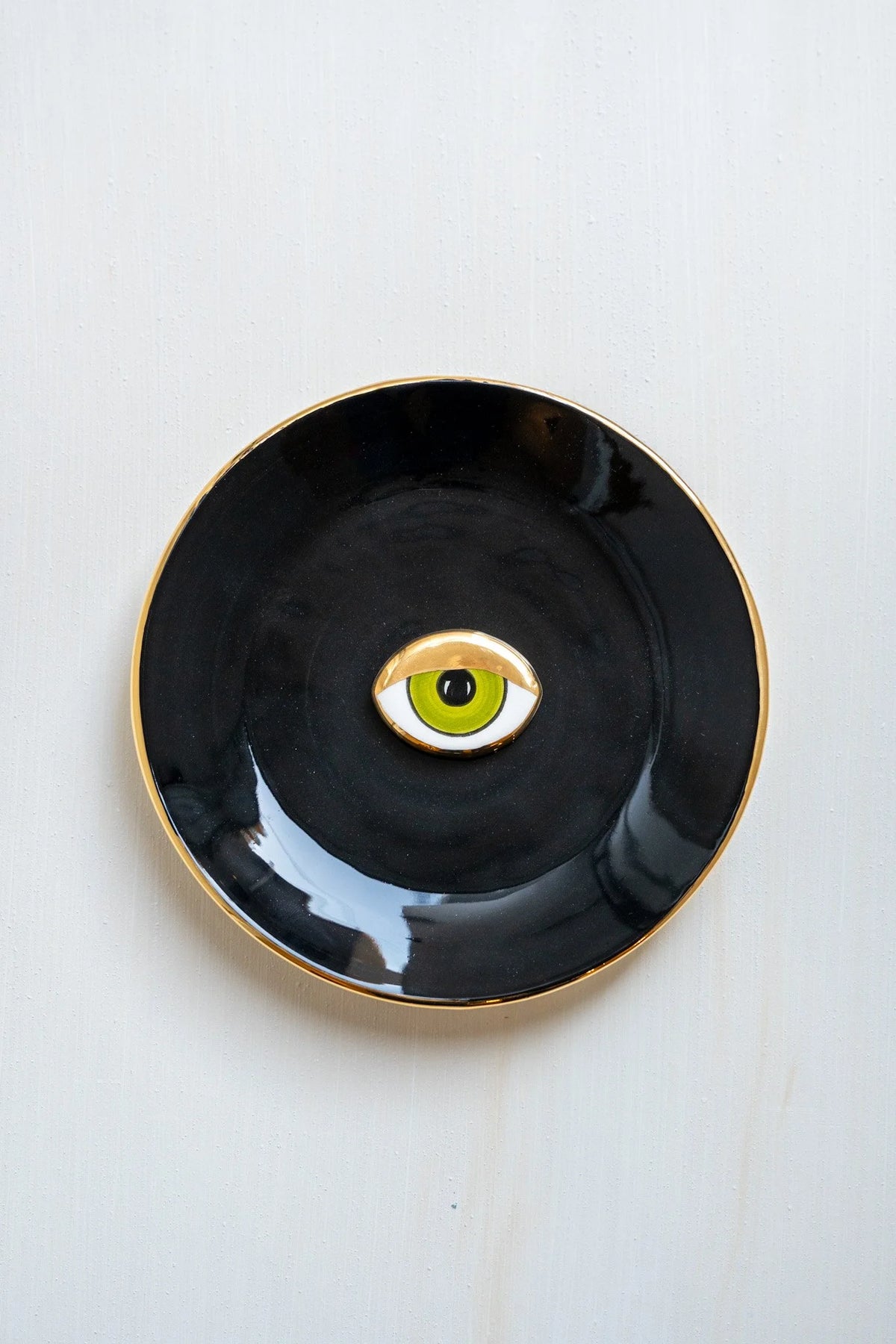 Large Ceramic Evil Eye Decorative Plate - Black