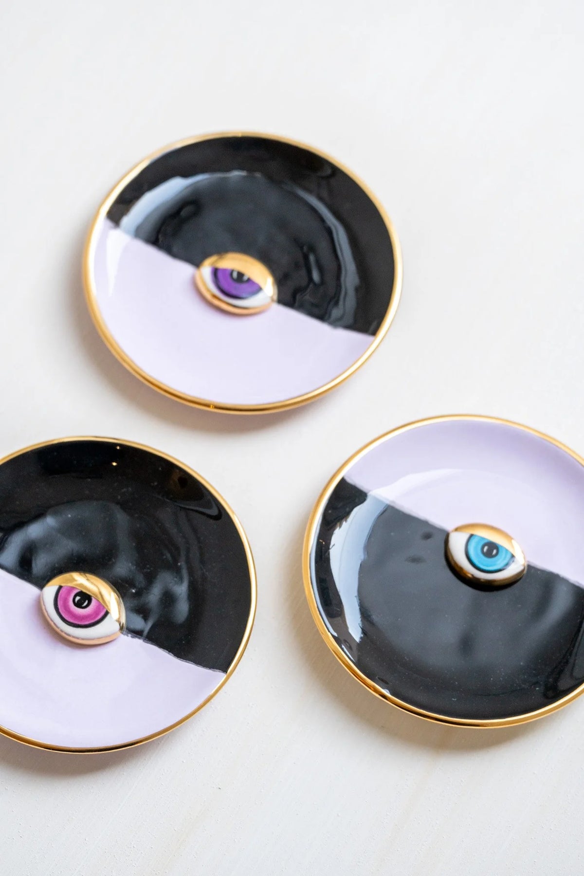Small Ceramic Evil Eye Decorative Plate - Purple/Black