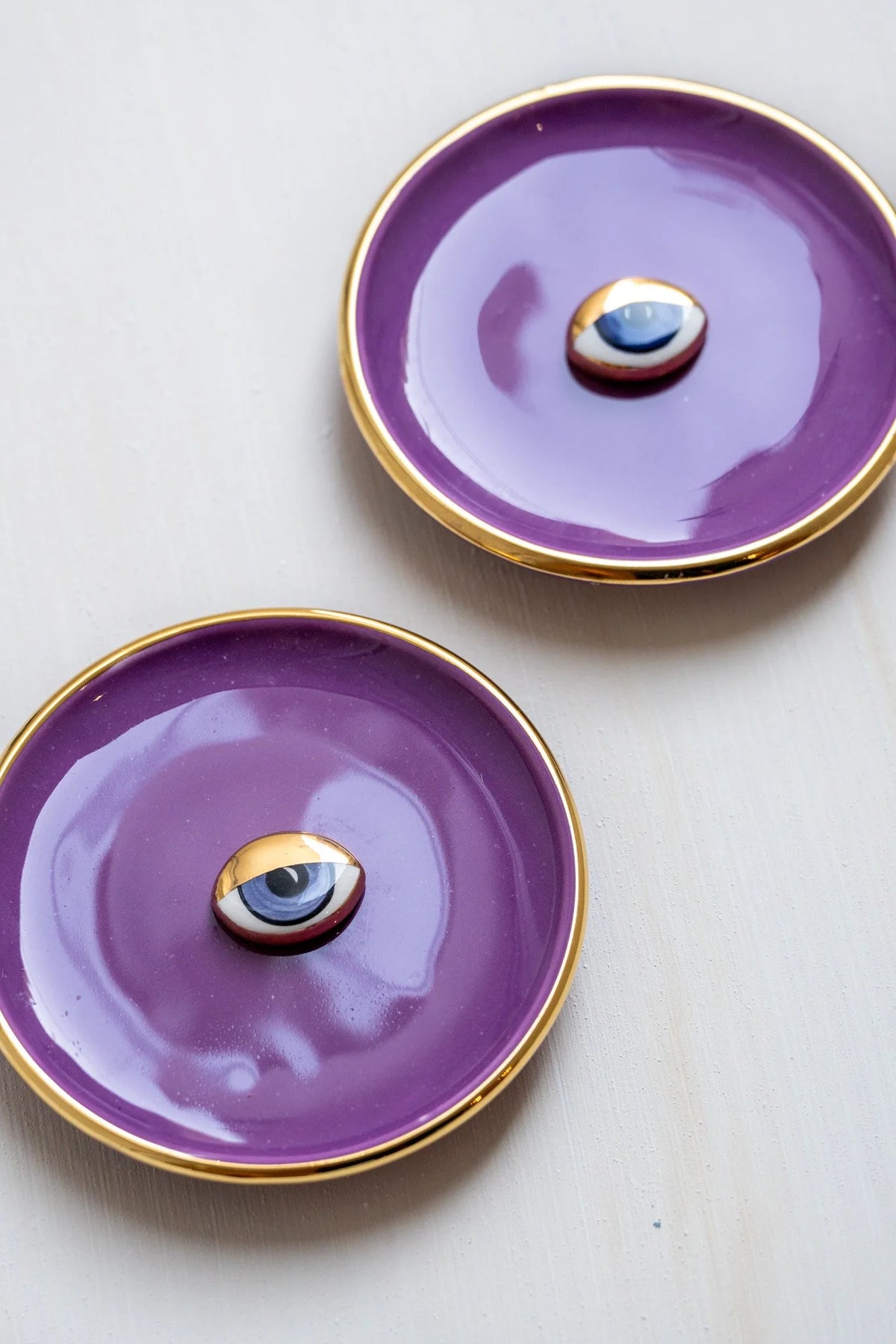 Small Ceramic Evil Eye Decorative Plate - Purple