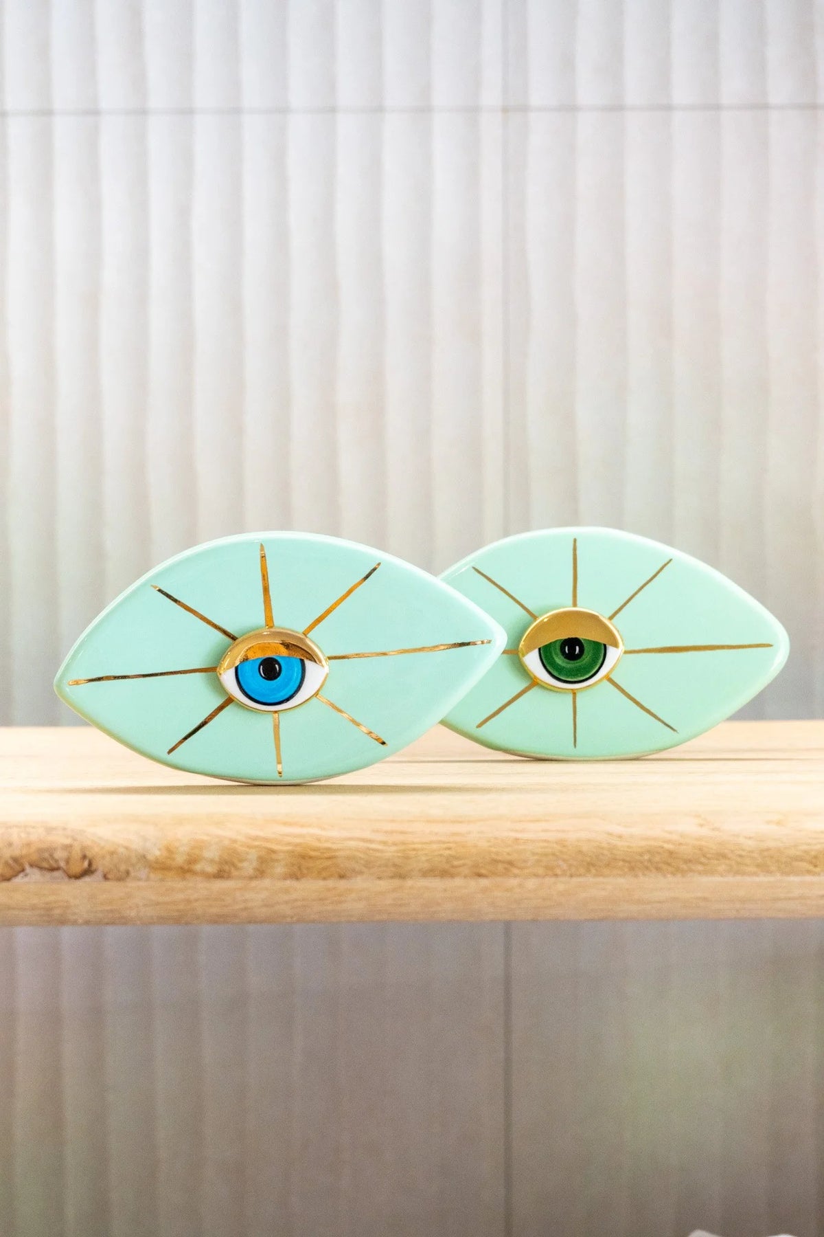 Standing Ceramic Evil Eye - Mint