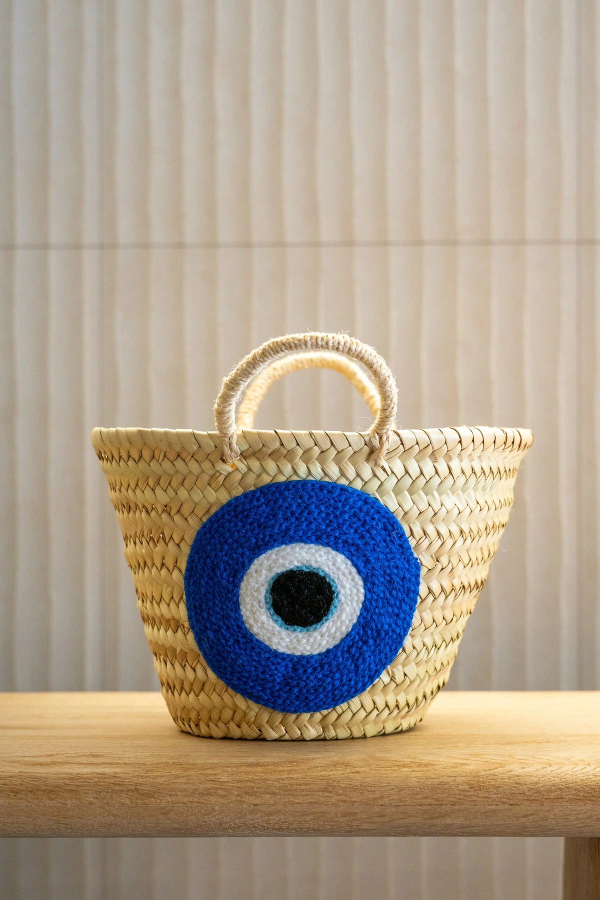 Small Evil Eye Basket Bag - Blue