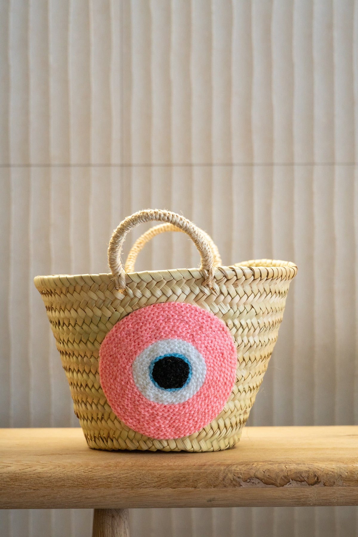 Small Evil Eye Basket Bag - Pink