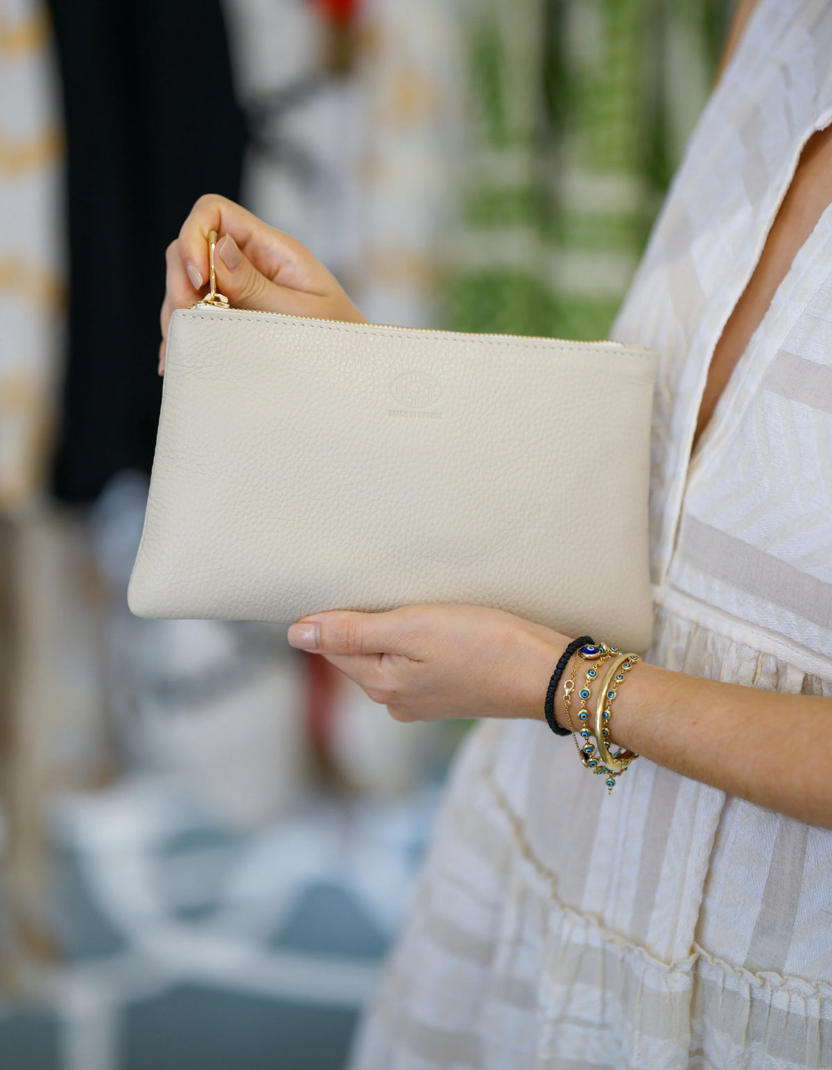 Large Leather Zipper Pouch