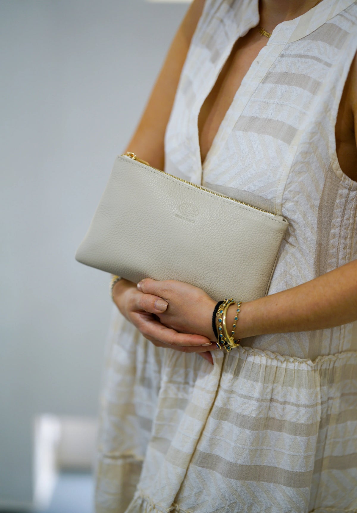 Large Leather Zipper Pouch