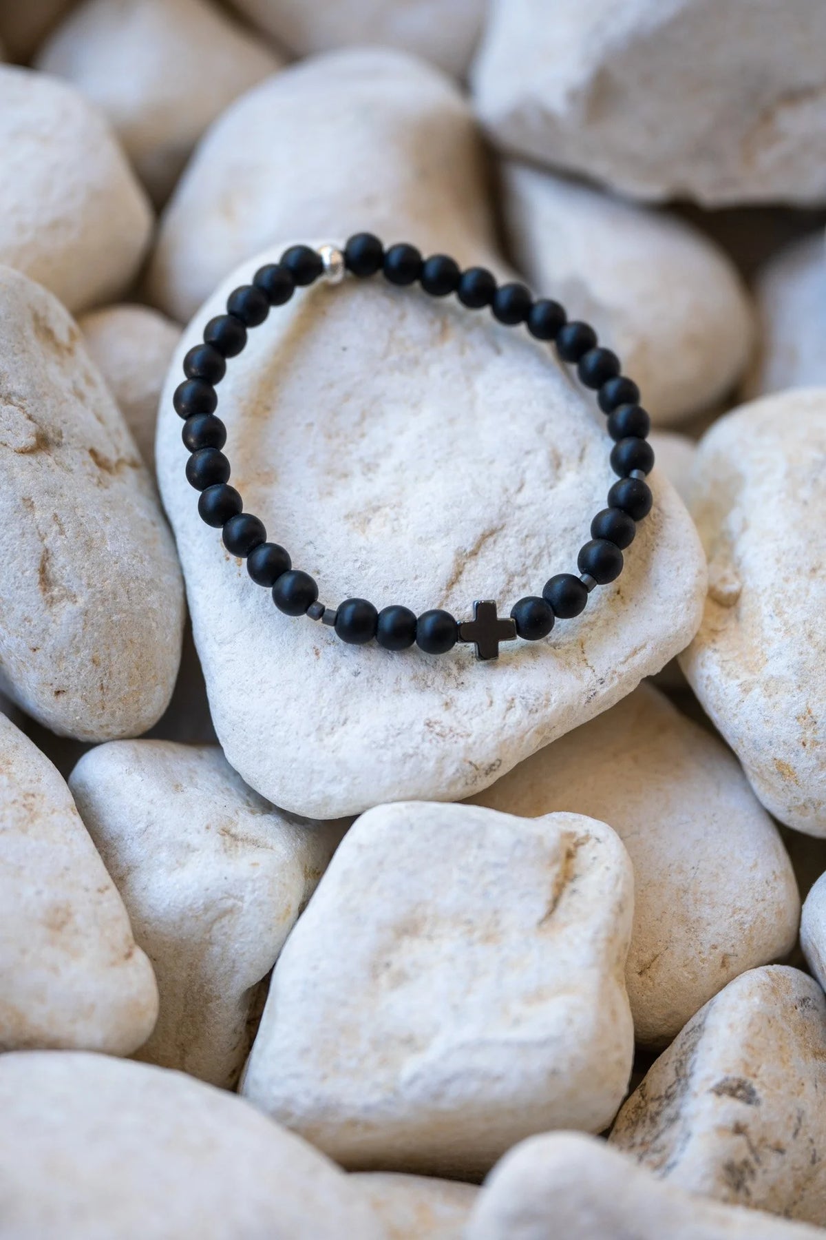 Hematite Cross Bracelet