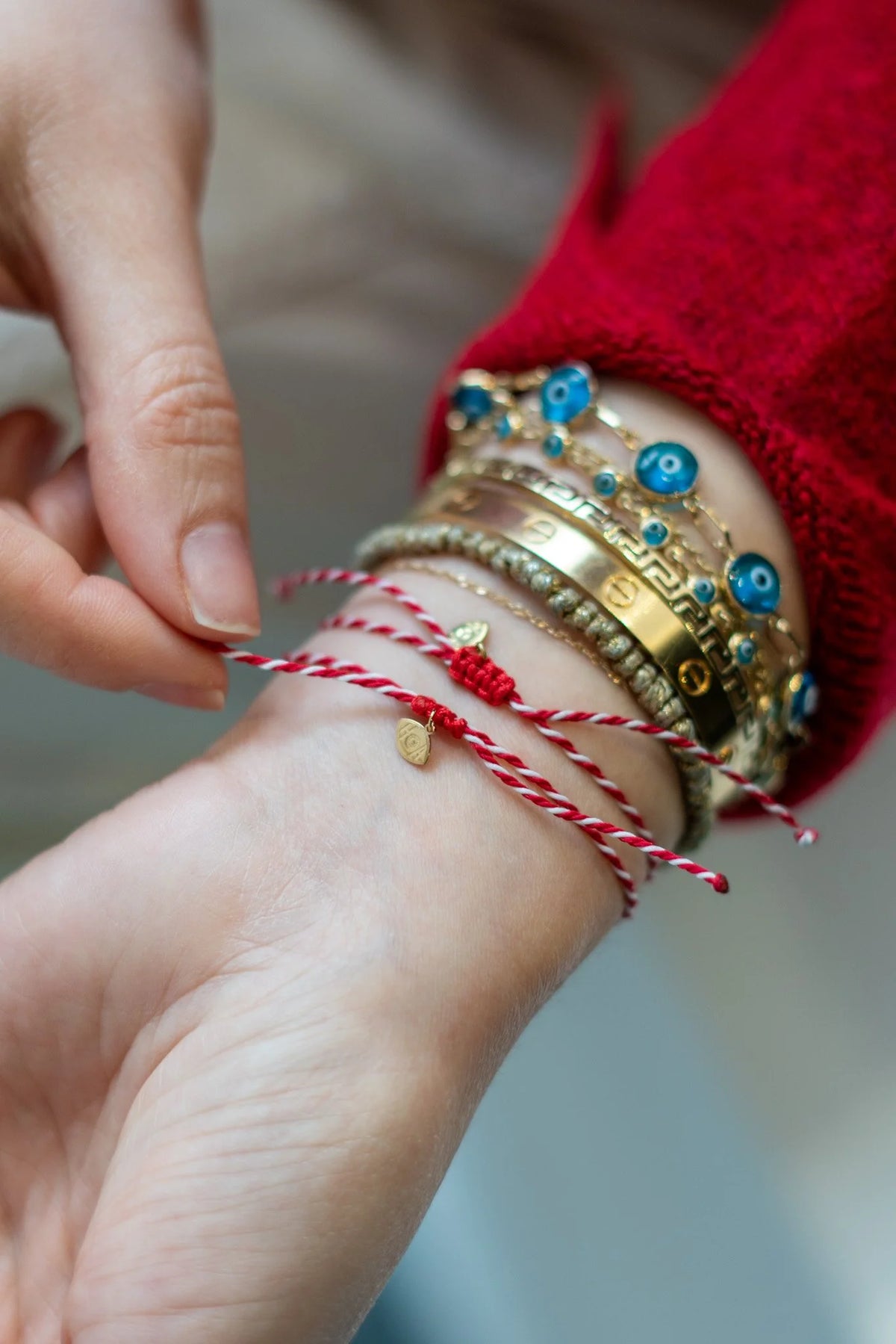 Solid Gold Evil Eye March Bracelet
