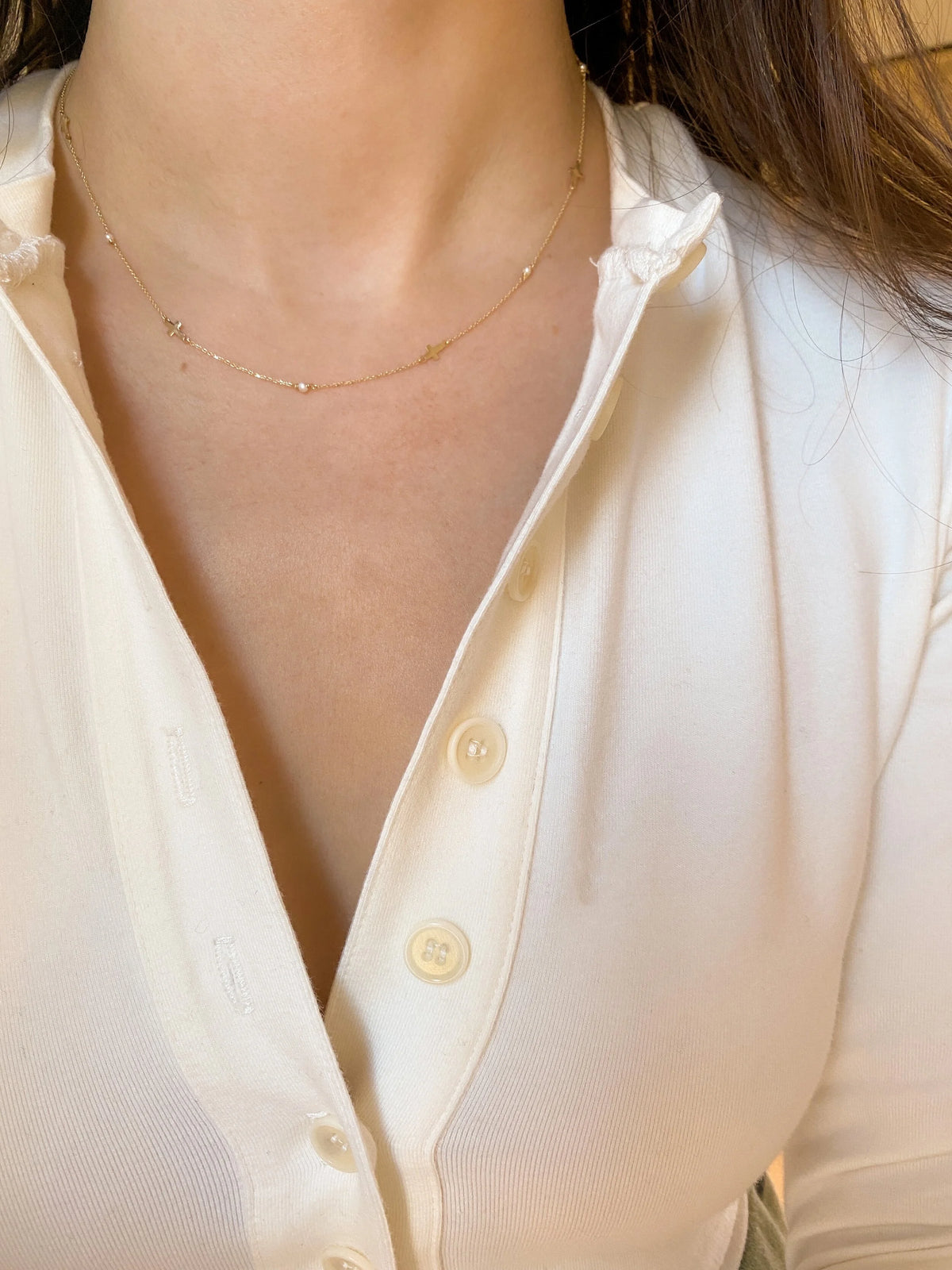 Cross + Pearl Necklace