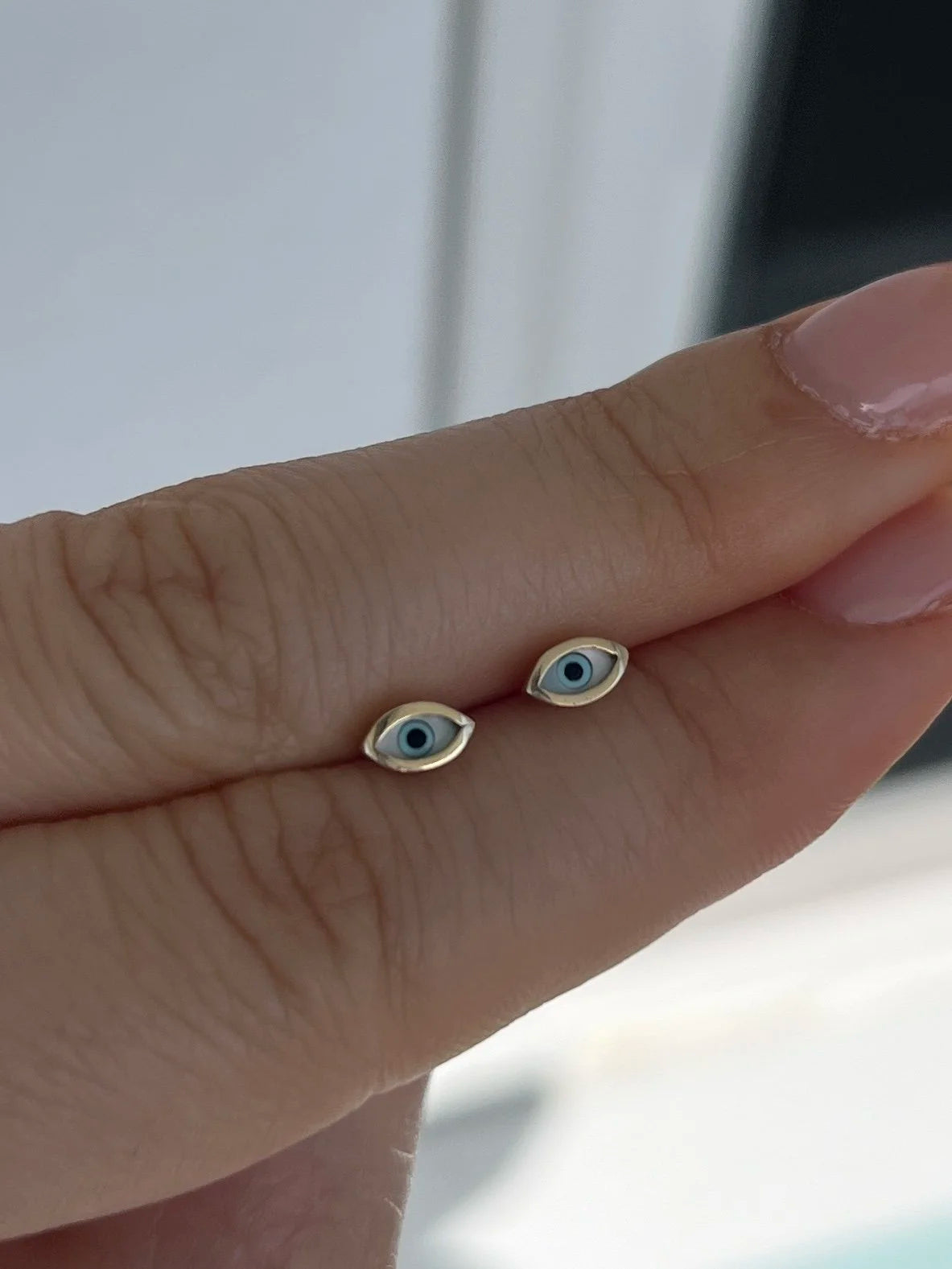 Mother of Pearl Evil Eye Studs