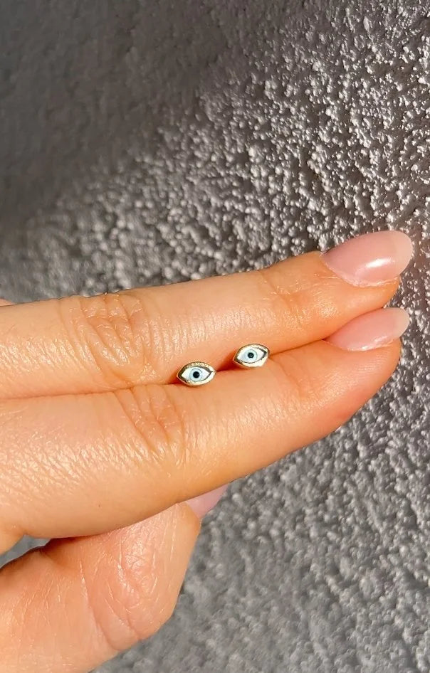 Mother of Pearl Evil Eye Studs