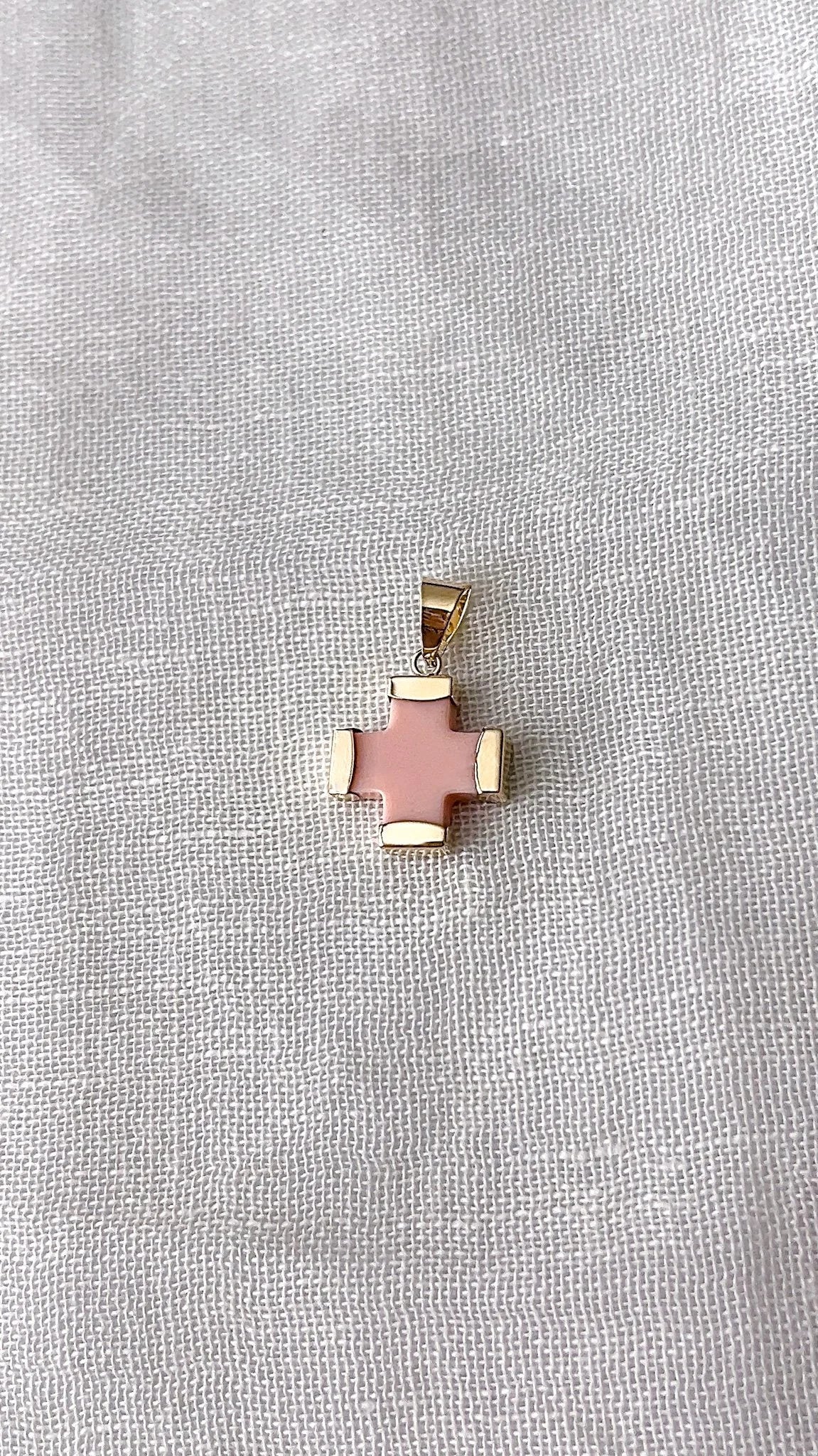 Pink Cross Charm - Small
