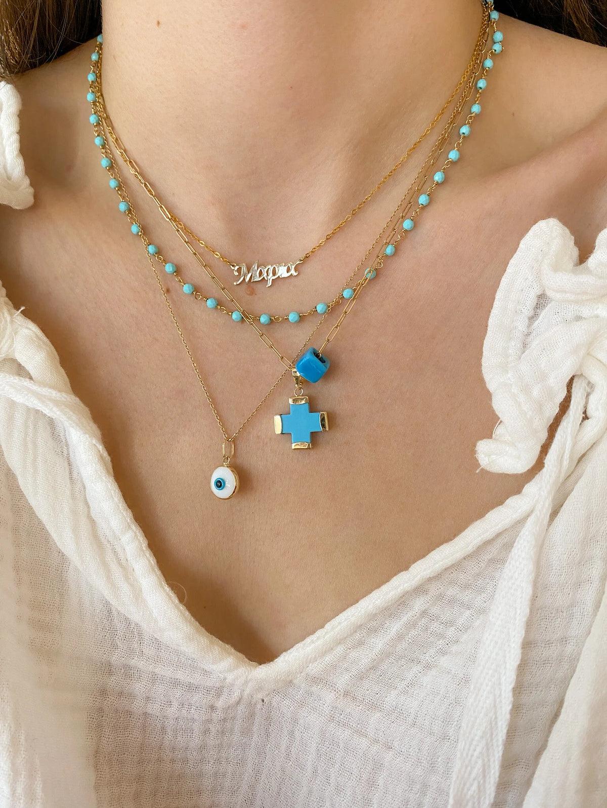 Dione Beaded Necklace - Turquoise