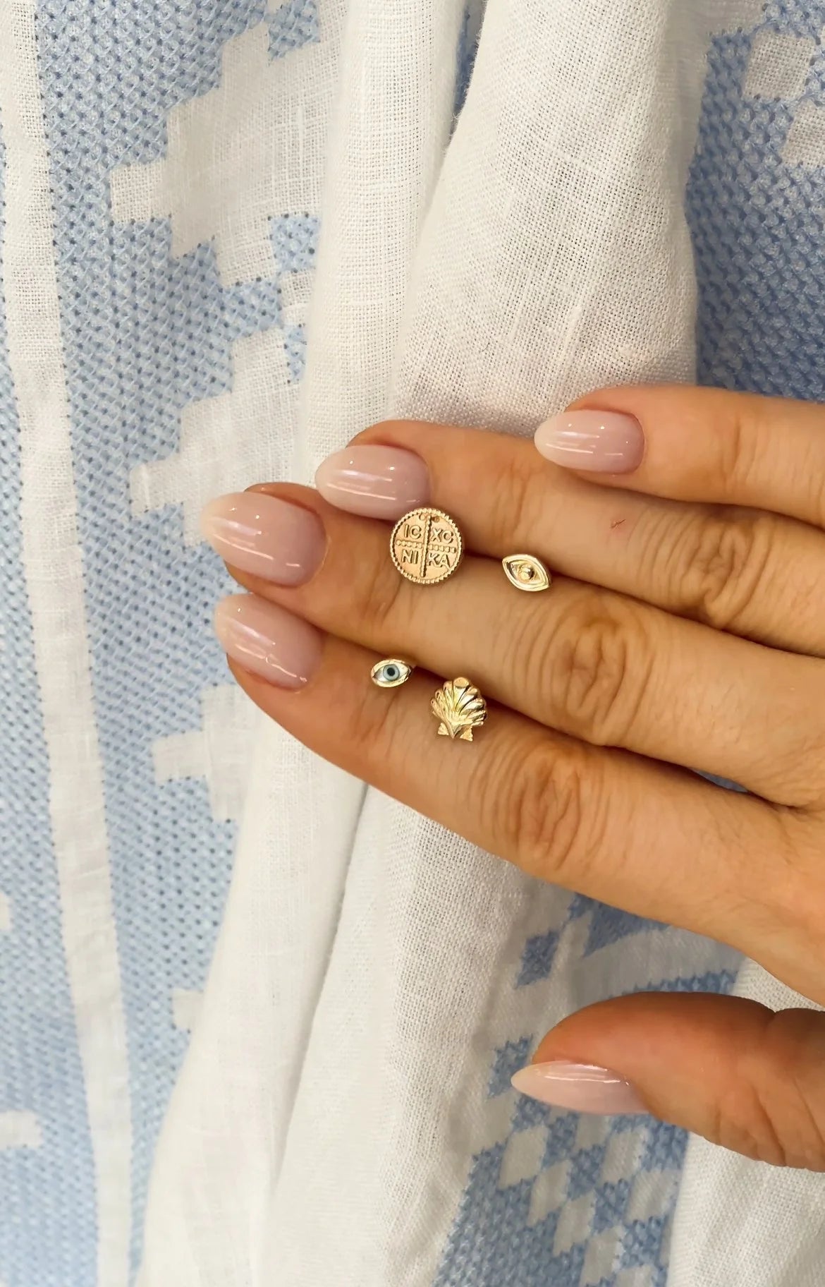 Gold Evil Eye Studs