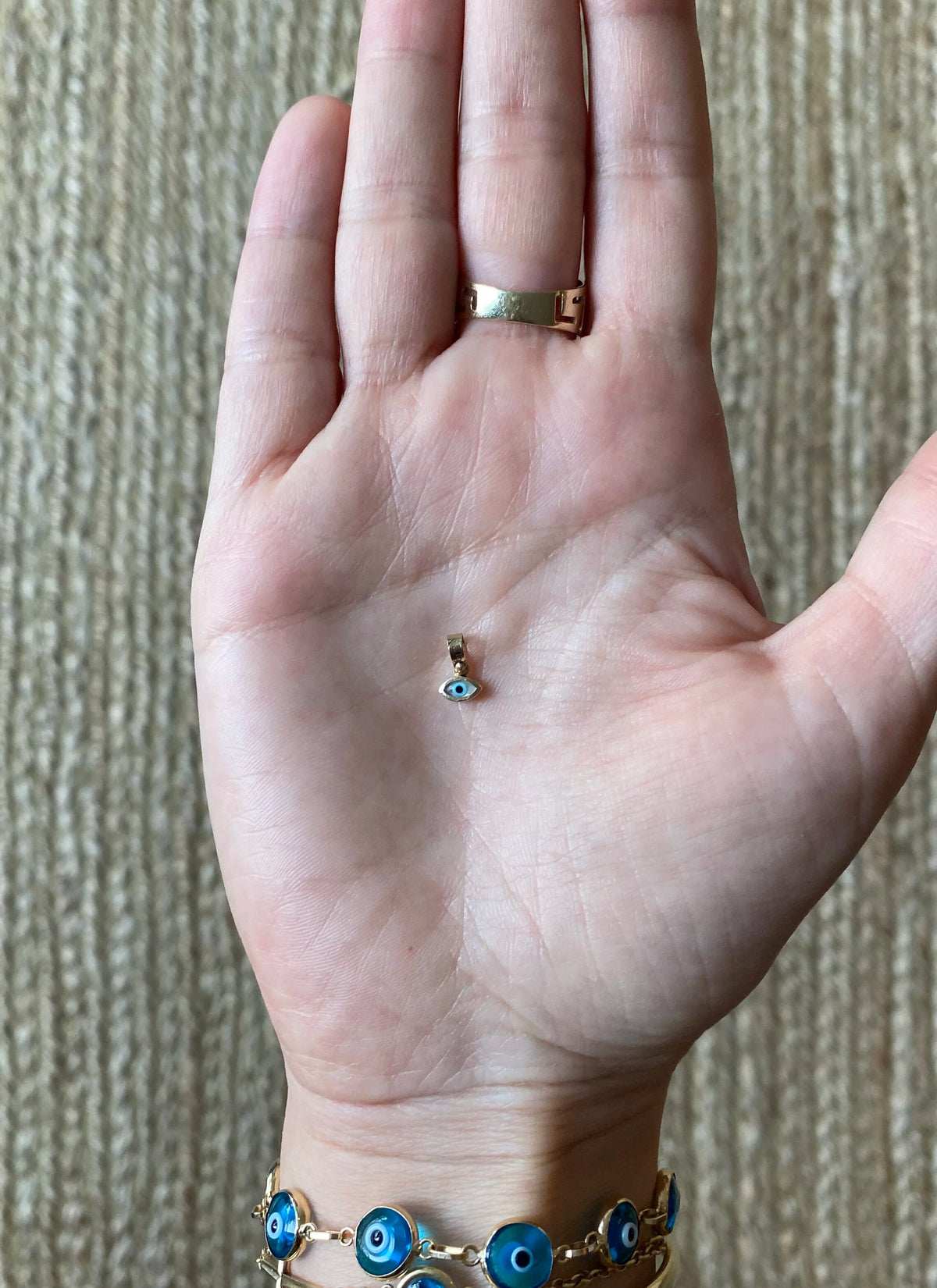 Mini Mother of Pearl Evil Eye Charm
