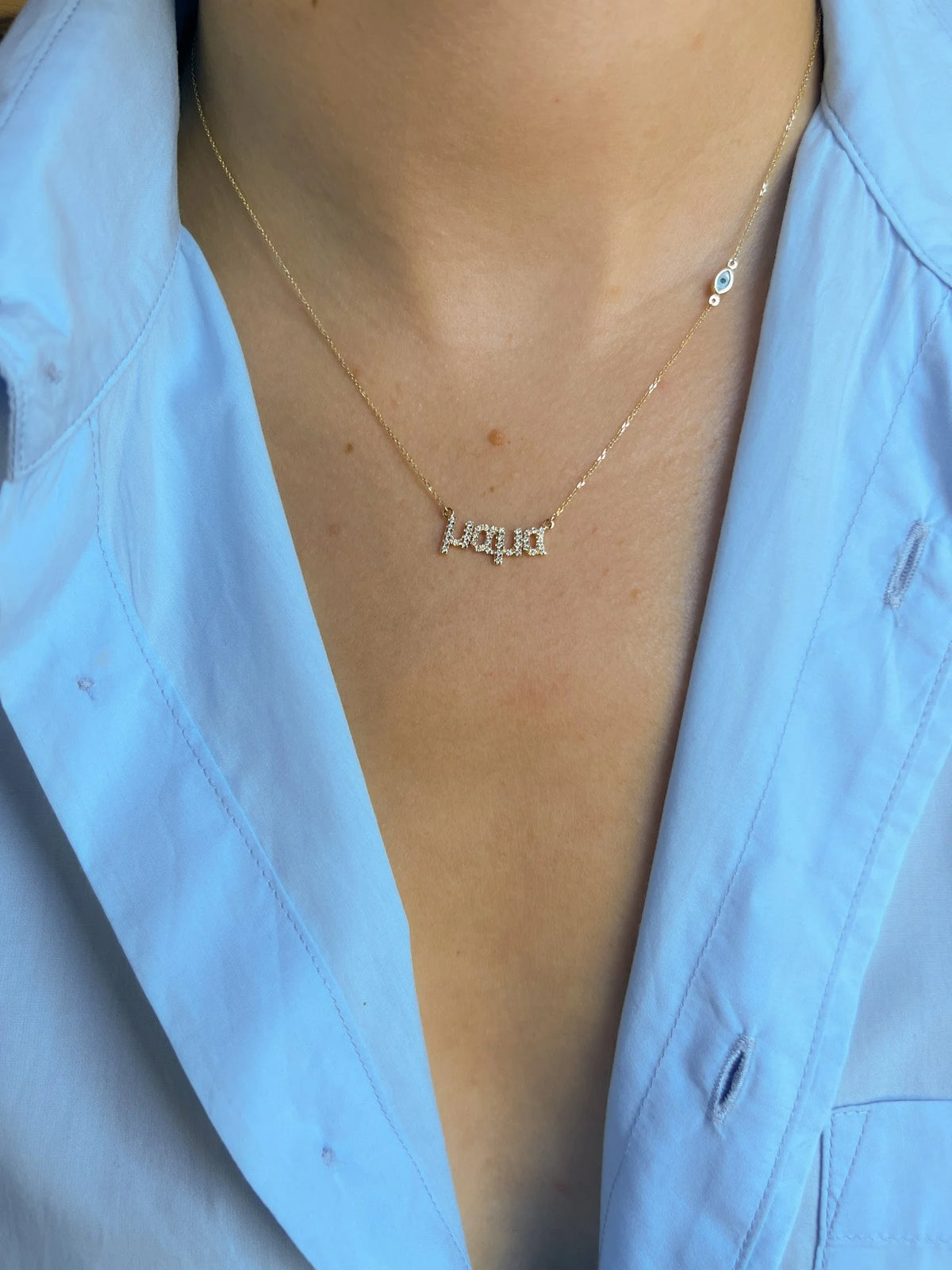 Diamond Mama Necklace with Evil Eye