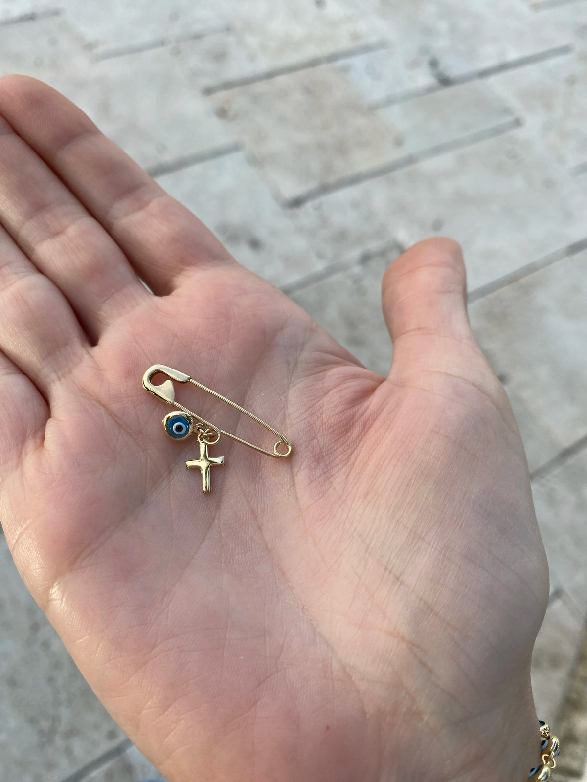 Evil Eye + Cross Baby Pin