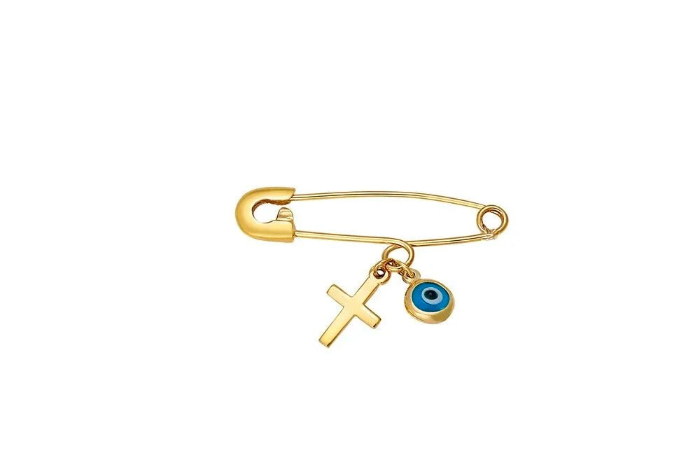 Evil Eye + Cross Baby Pin