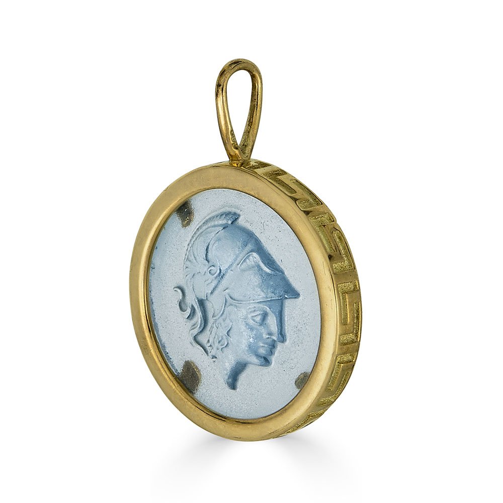 Meandros Athena Coin Charm - Blue Spinel