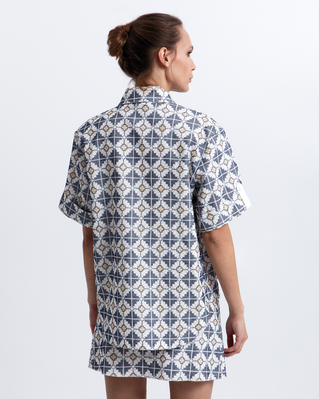 Embroidered Linen Button Up Top