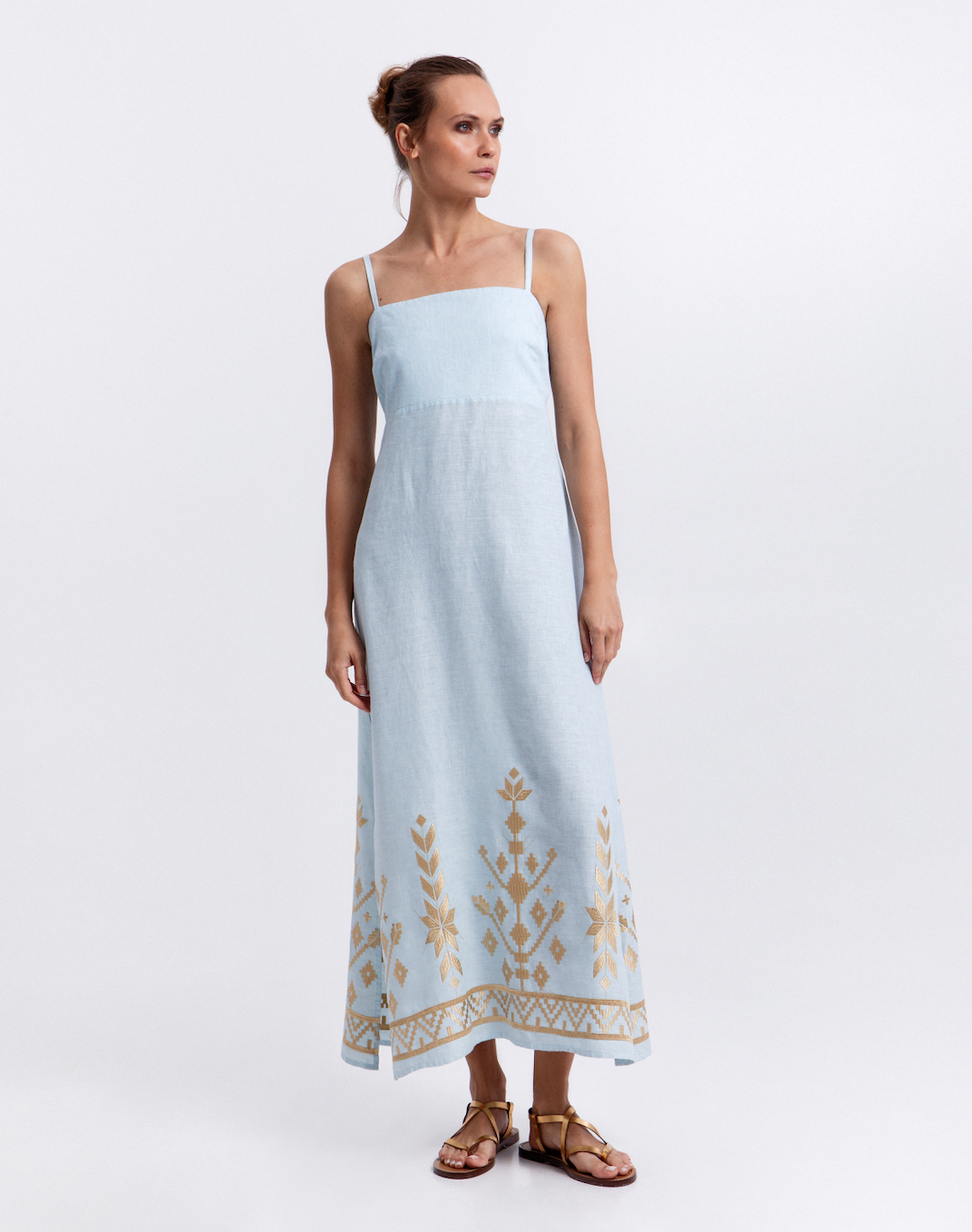 Linen Embroidered Ios Dress