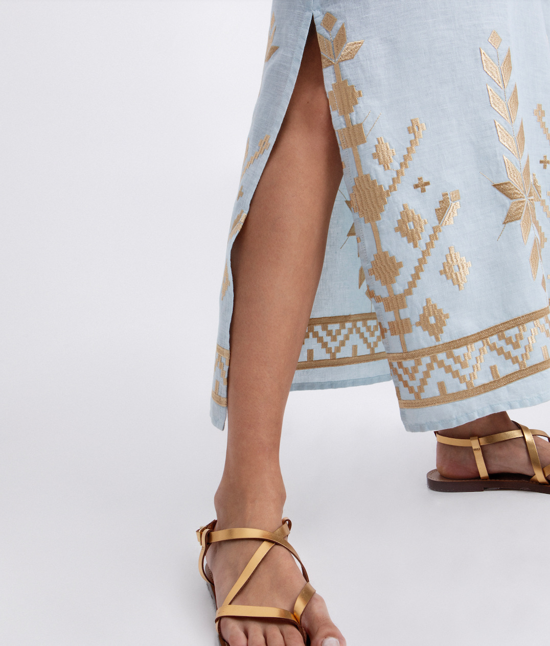 Linen Embroidered Ios Dress